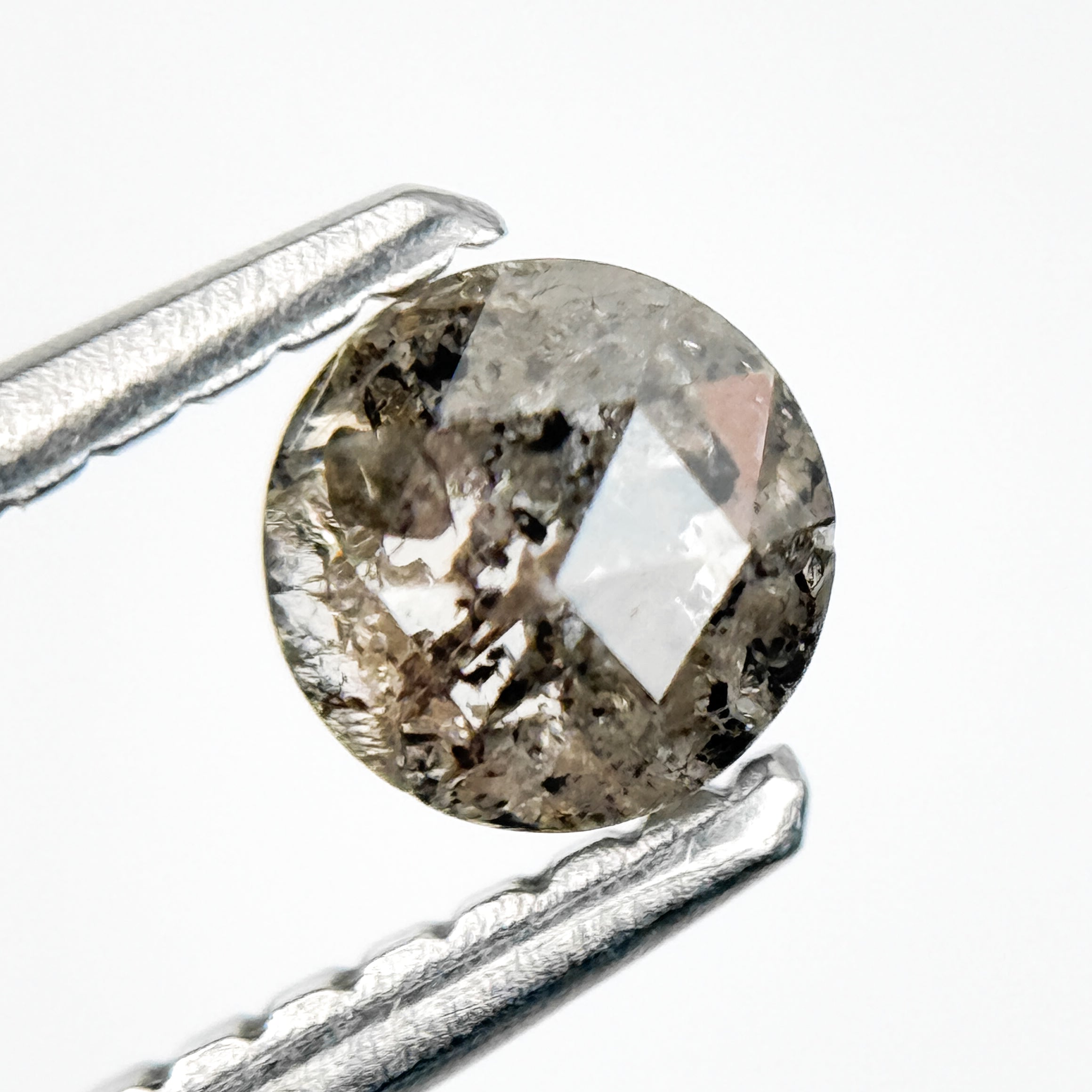 0.43 Ct Round Rose Cut Grey Natural Salt and Pepper Diamond