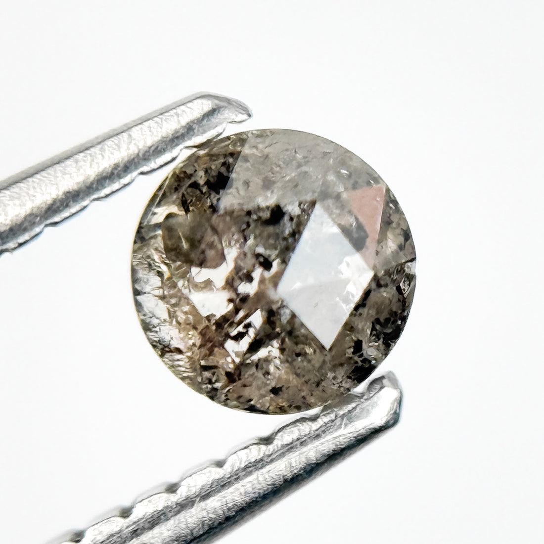 0.43 Ct Round Rose Cut Grey Natural Salt and Pepper Diamond