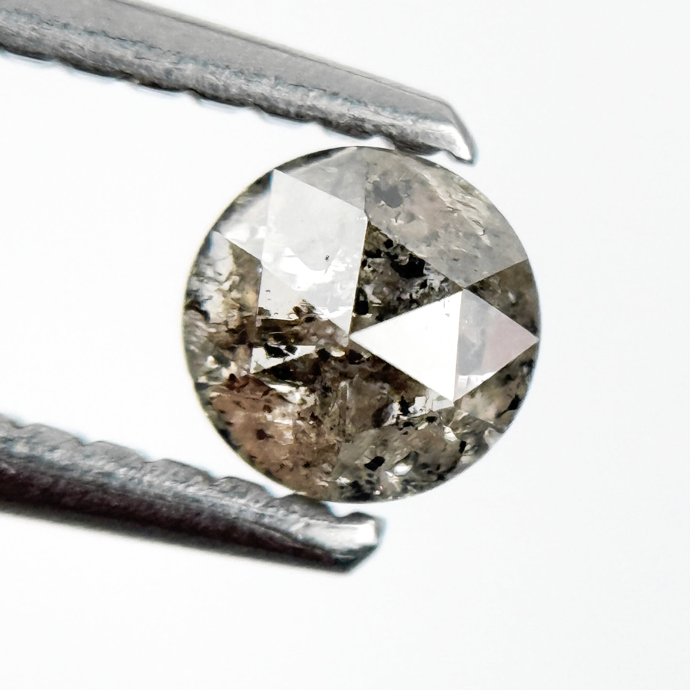 0.43 Ct Round Rose Cut Grey Natural Salt and Pepper Diamond