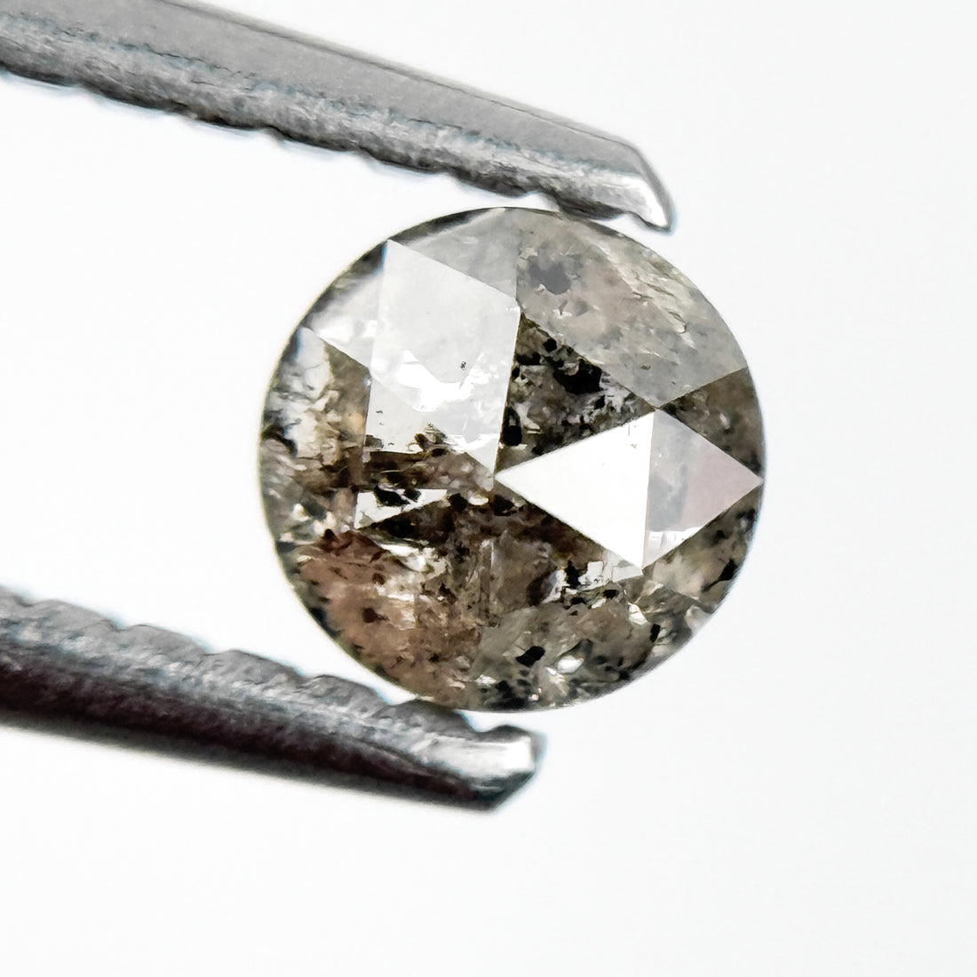 0.43 Ct Round Rose Cut Grey Natural Salt and Pepper Diamond