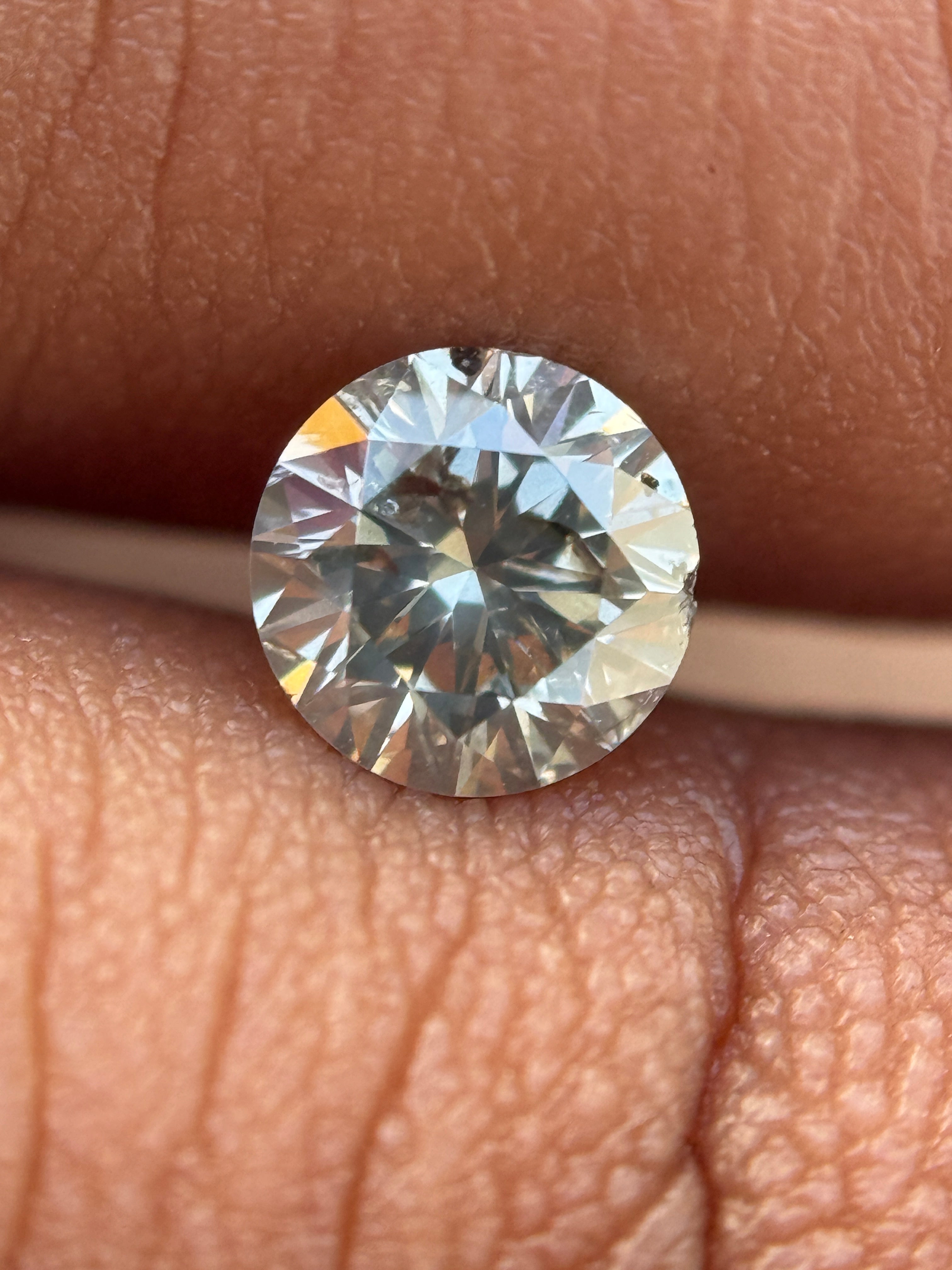0.54 Ct Round Brilliant Cut Grey Natural Salt and Pepper Diamond