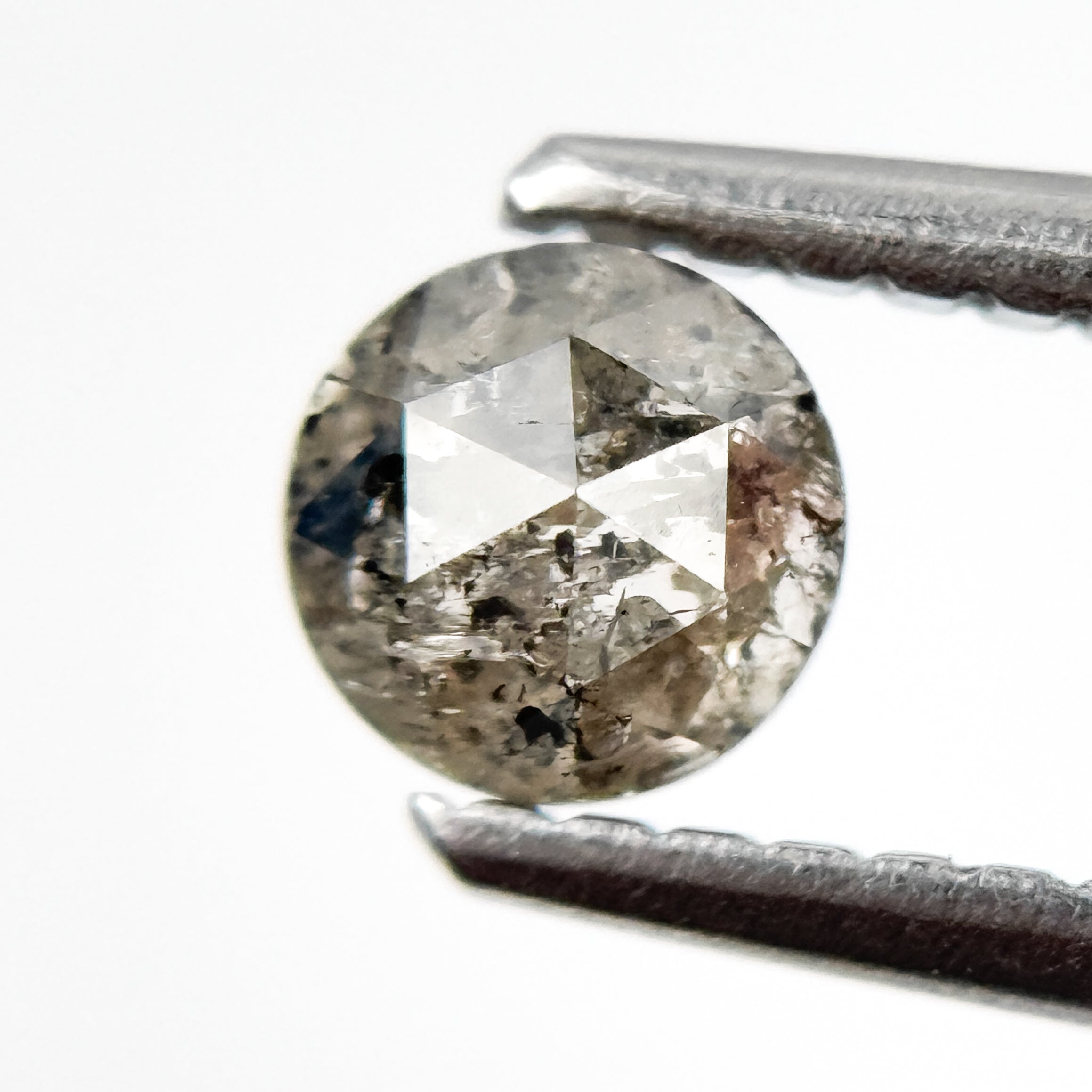0.43 Ct Round Rose Cut Grey Natural Salt and Pepper Diamond