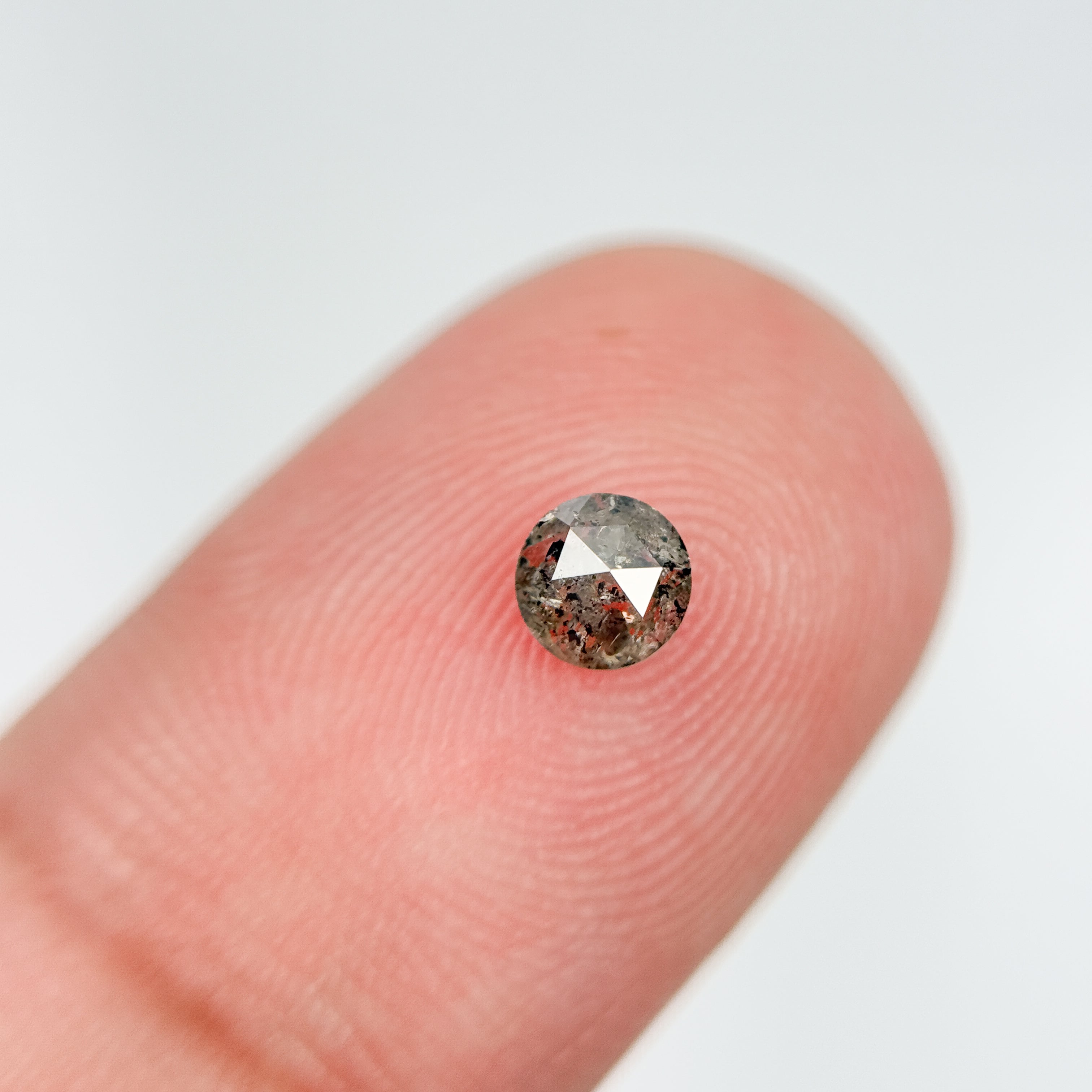 0.43 Ct Round Rose Cut Grey Natural Salt and Pepper Diamond