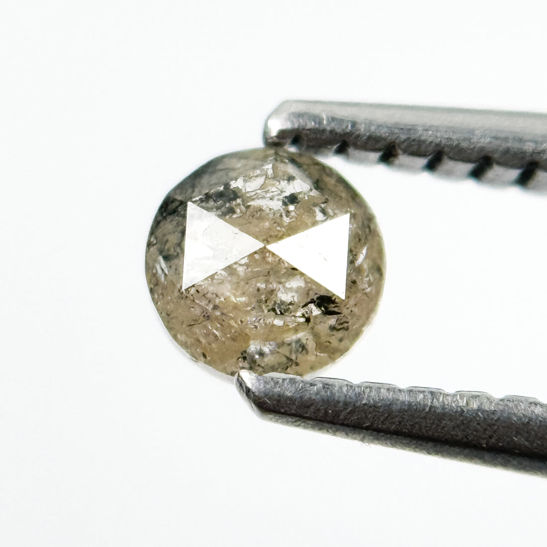 0.30 Ct Round Rose Cut Grey Natural Salt and Pepper Diamond