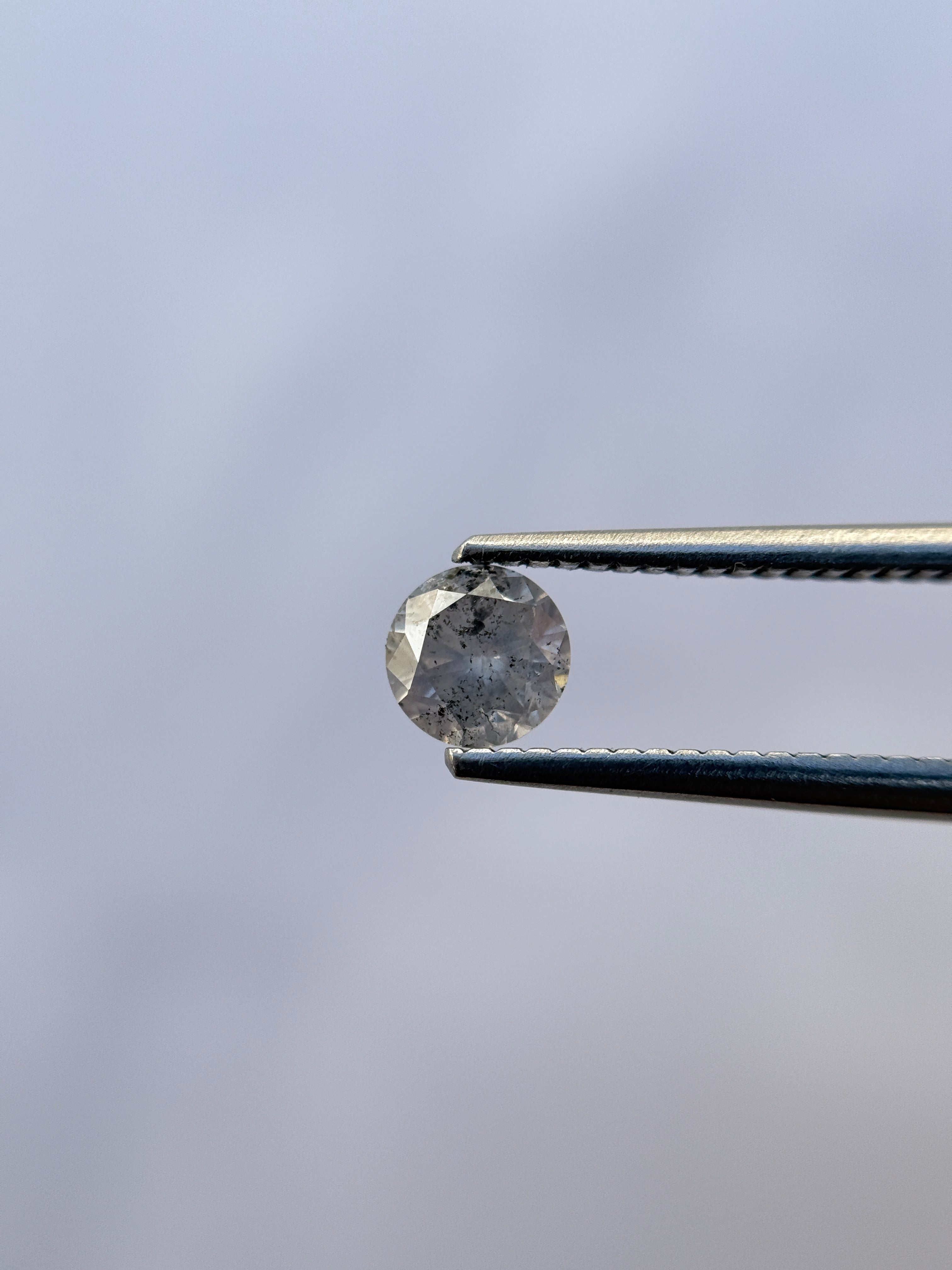 0.57 Ct Round Brilliant Cut Grey Natural Salt and Pepper Diamond