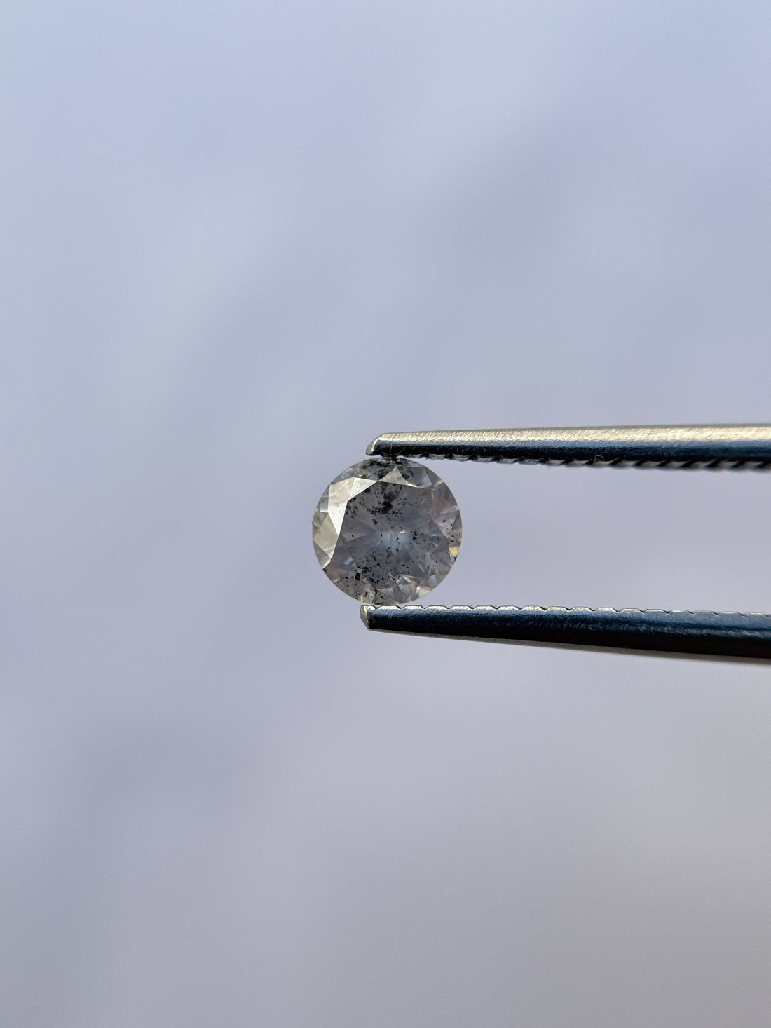 0.57 Ct Round Brilliant Cut Grey Natural Salt and Pepper Diamond
