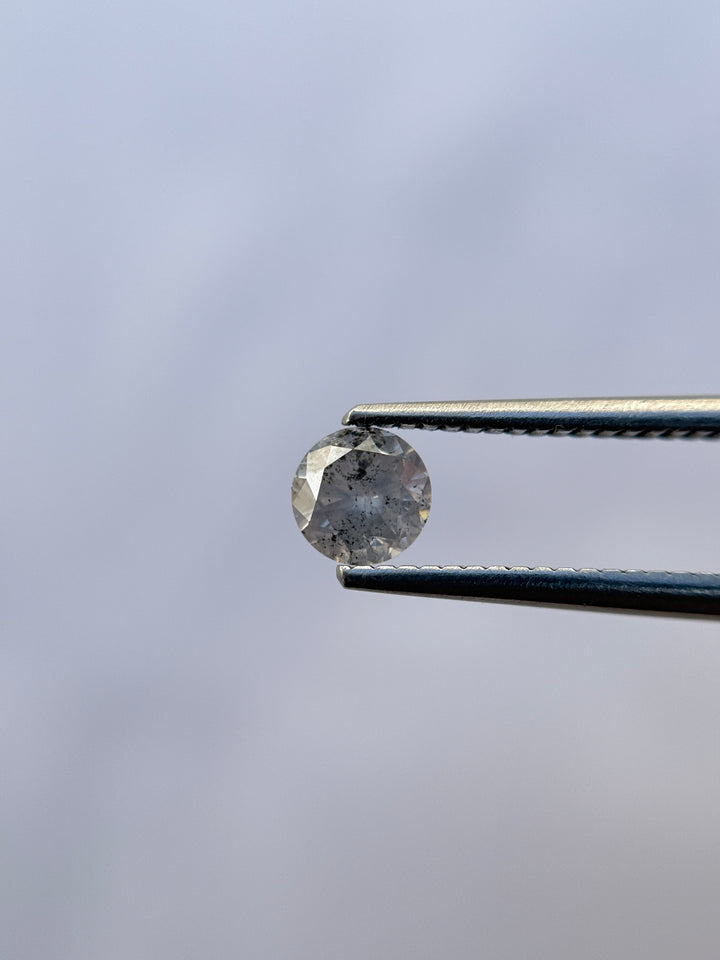 0.57 Ct Round Brilliant Cut Grey Natural Salt and Pepper Diamond