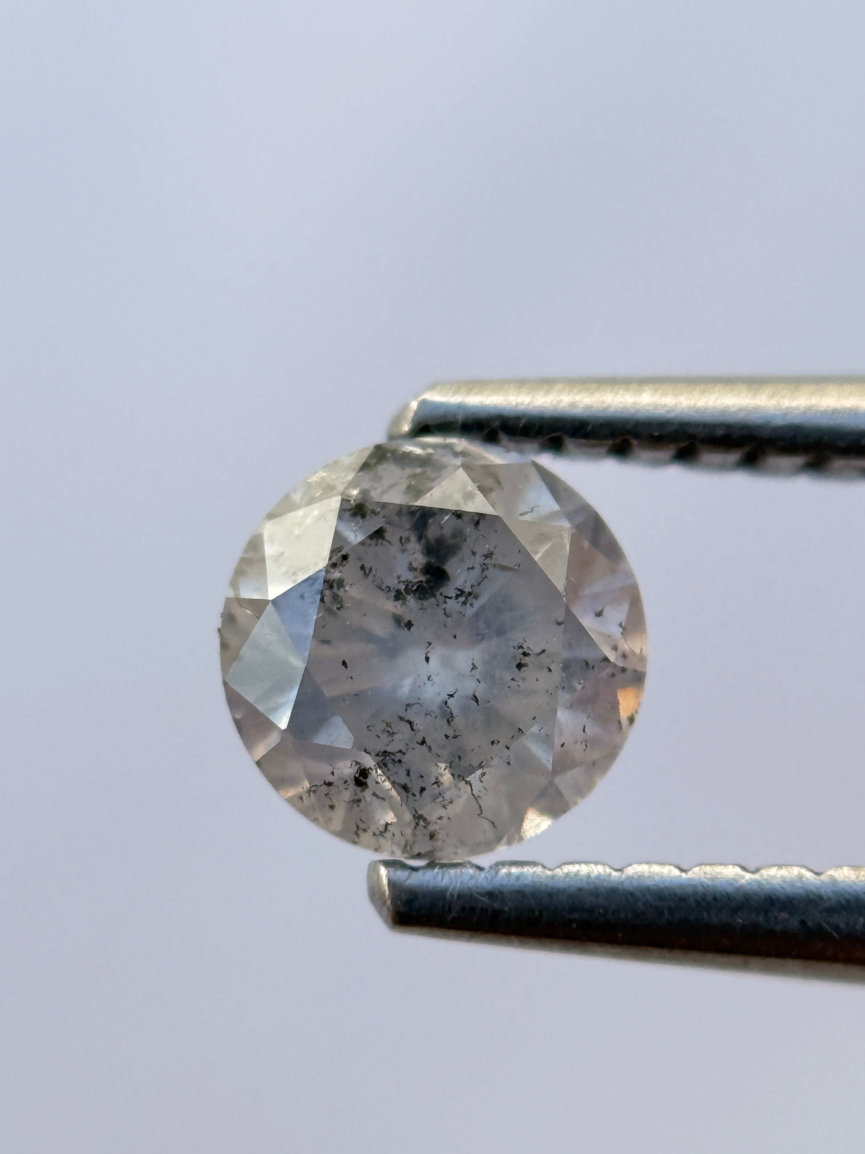 0.57 Ct Round Brilliant Cut Grey Natural Salt and Pepper Diamond