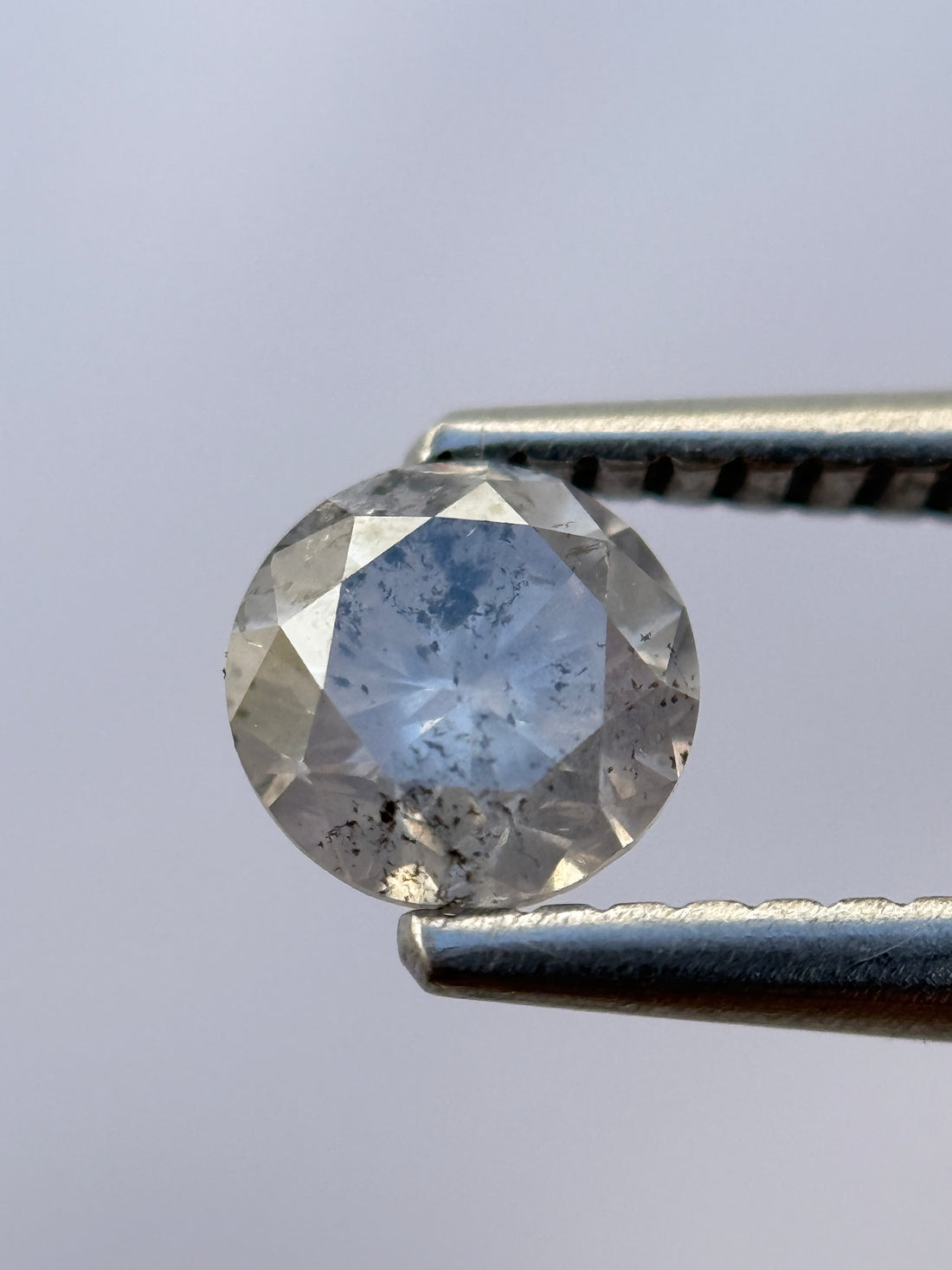 0.57 Ct Round Brilliant Cut Grey Natural Salt and Pepper Diamond
