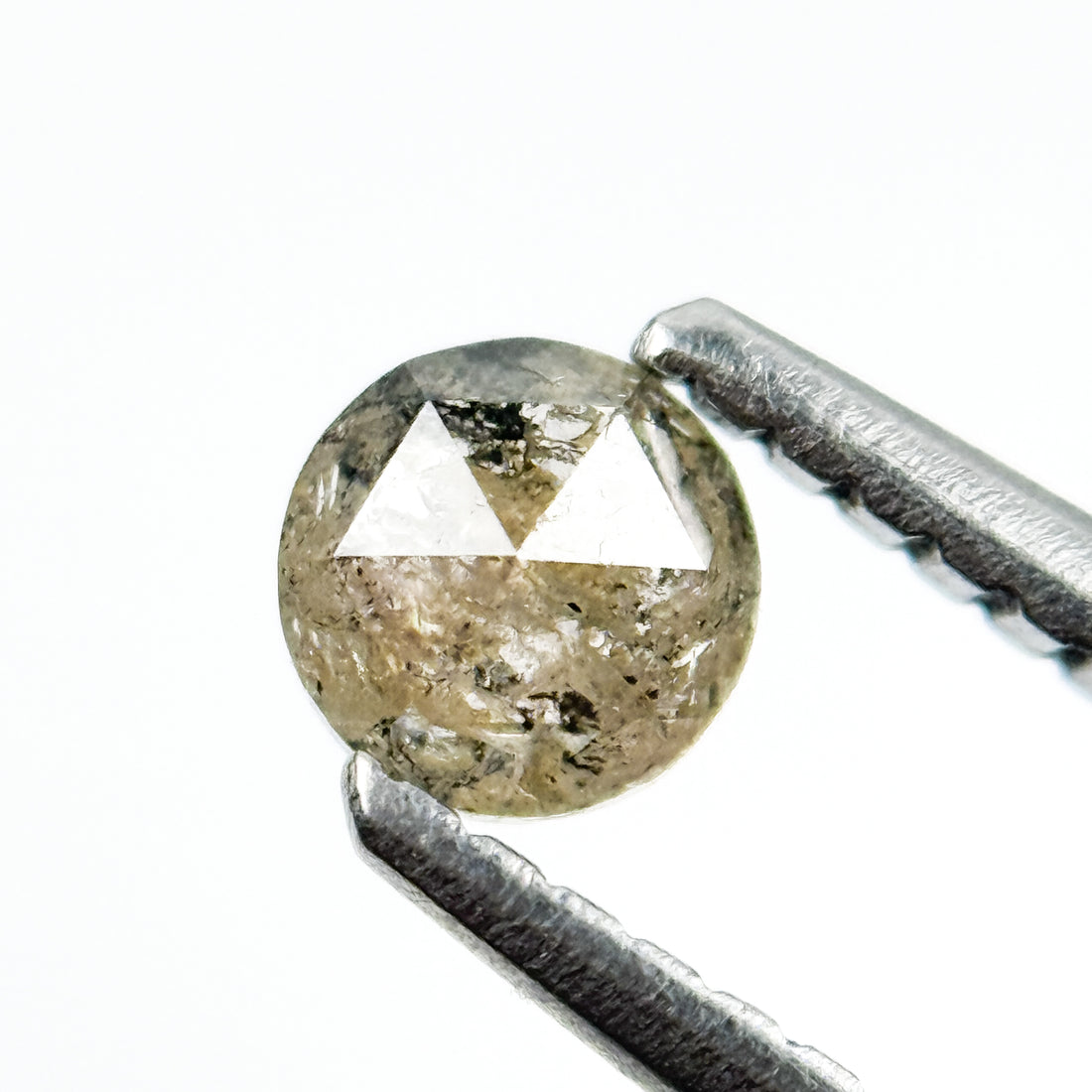 0.30 Ct Round Rose Cut Grey Natural Salt and Pepper Diamond