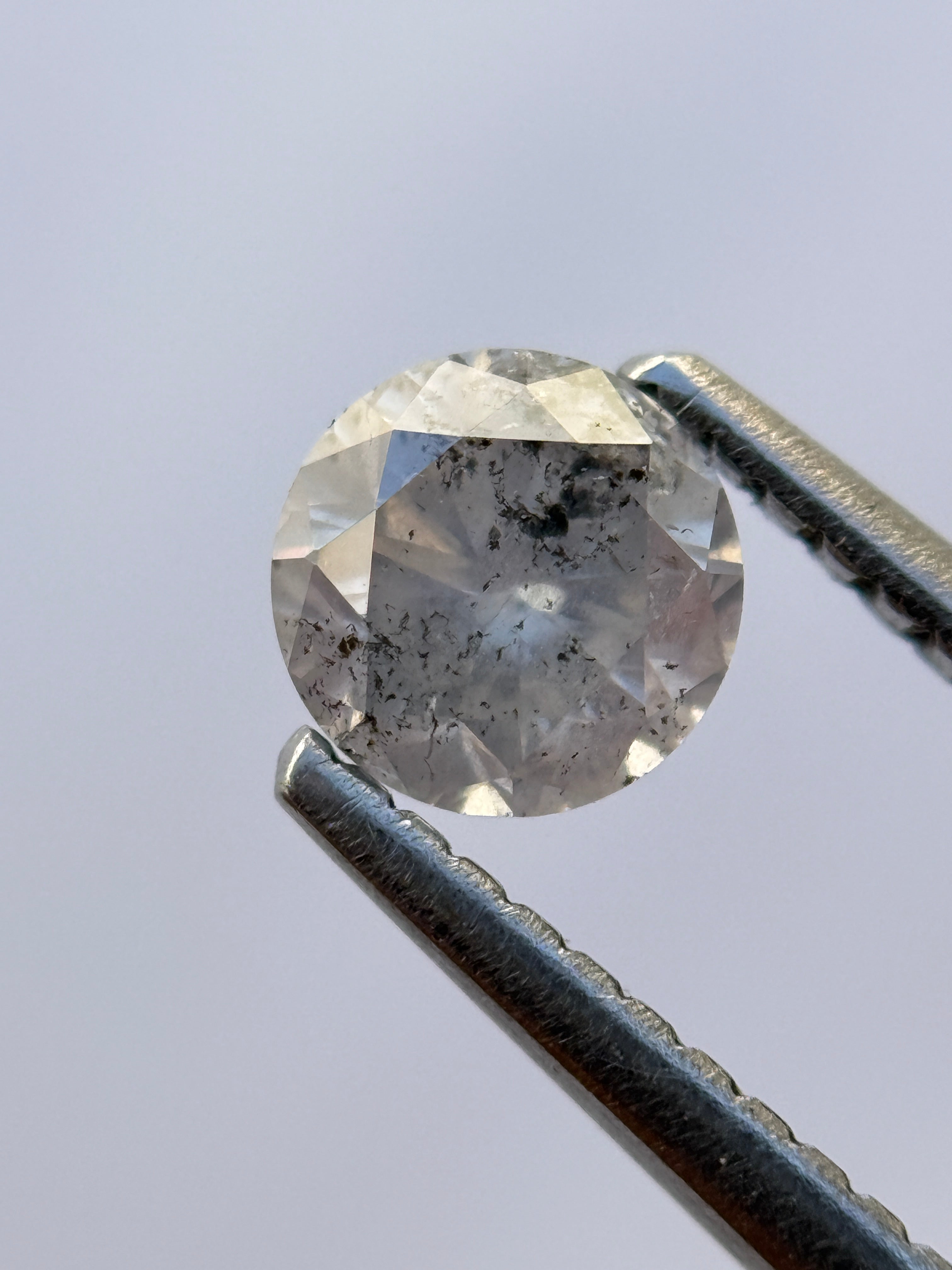 0.57 Ct Round Brilliant Cut Grey Natural Salt and Pepper Diamond