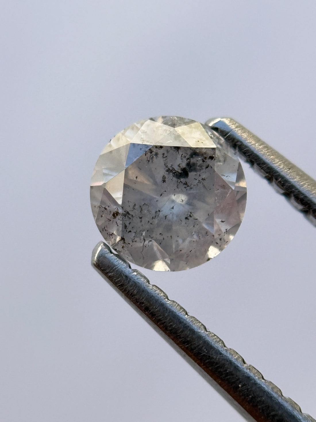 0.57 Ct Round Brilliant Cut Grey Natural Salt and Pepper Diamond