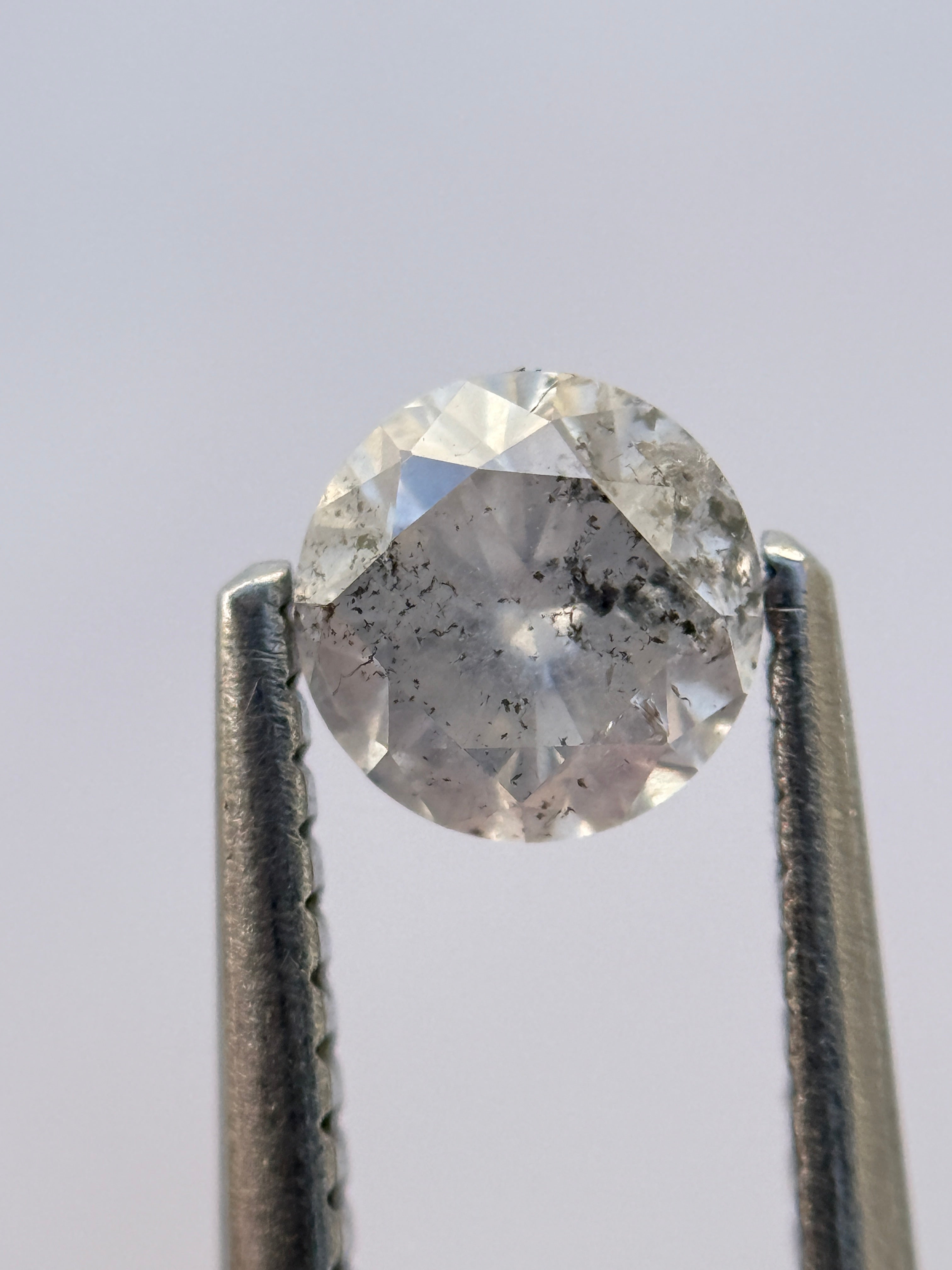 0.57 Ct Round Brilliant Cut Grey Natural Salt and Pepper Diamond