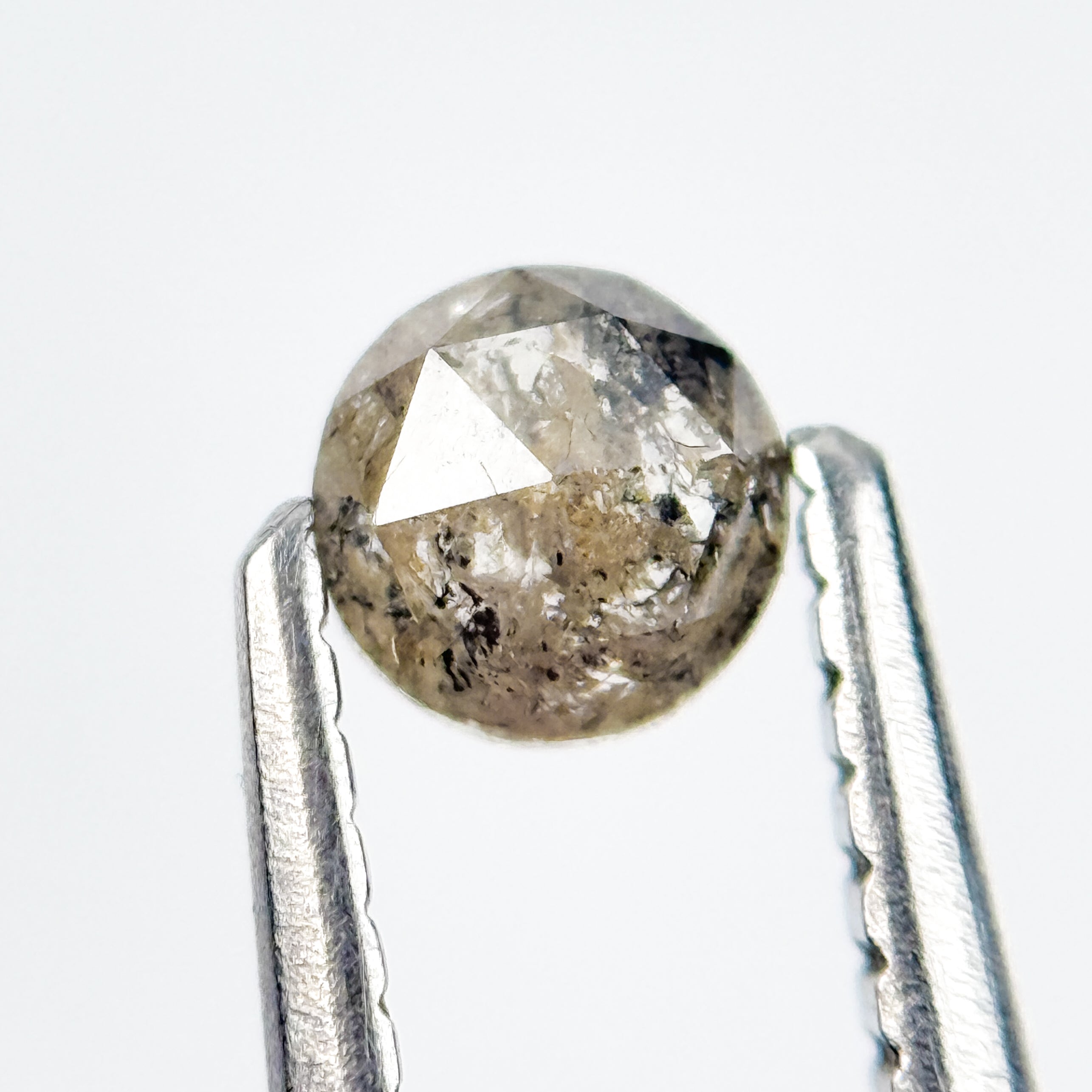 0.30 Ct Round Rose Cut Grey Natural Salt and Pepper Diamond