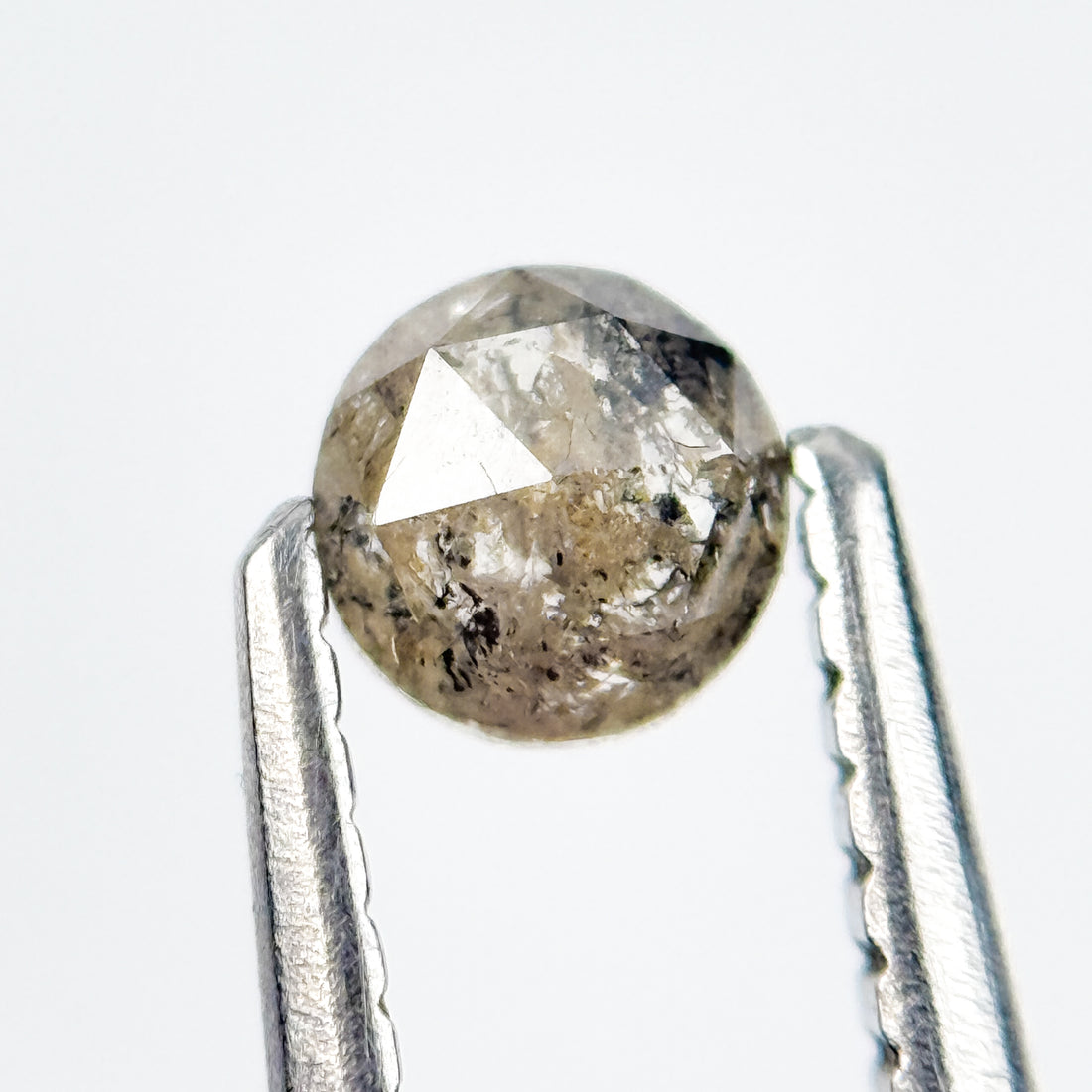 0.30 Ct Round Rose Cut Grey Natural Salt and Pepper Diamond