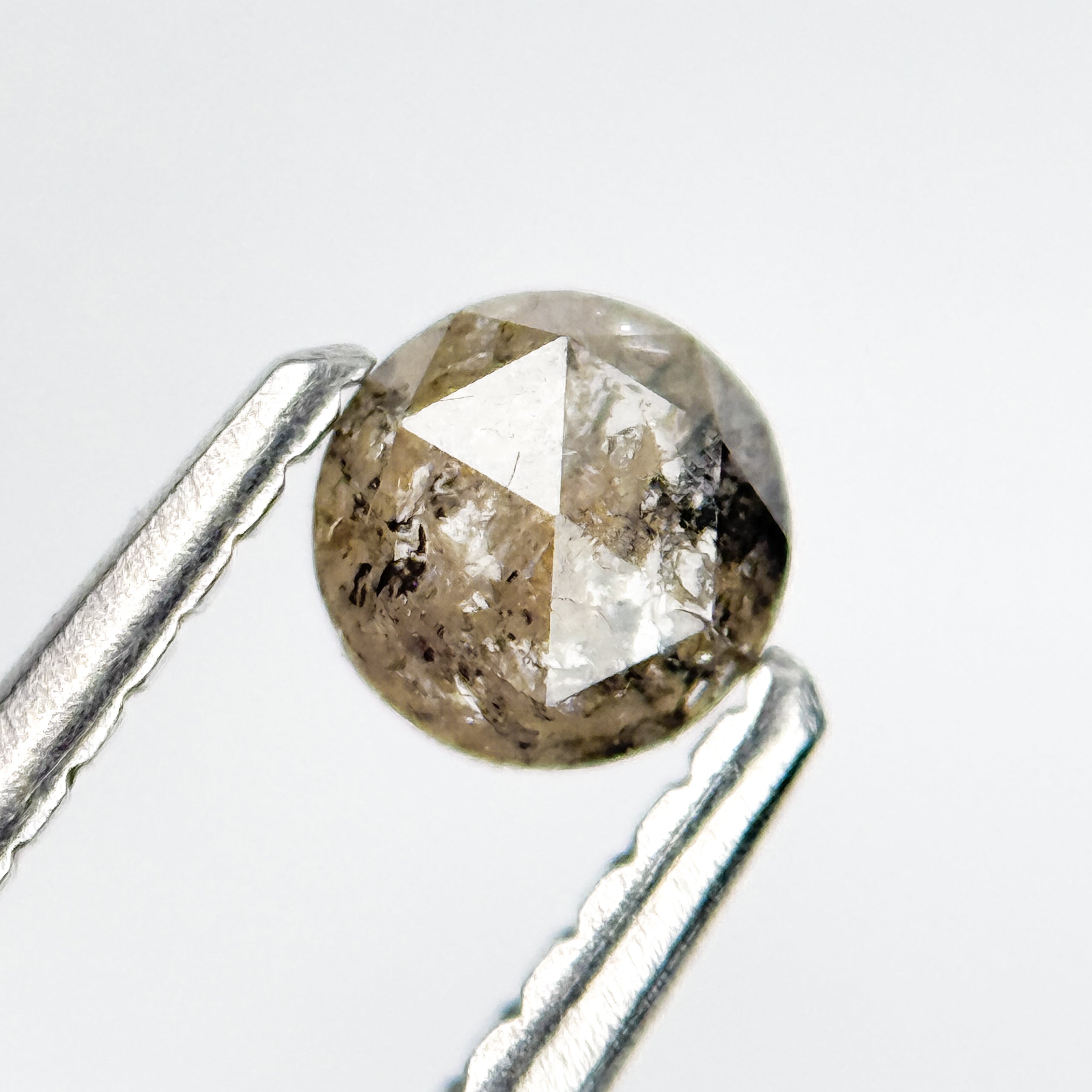 0.30 Ct Round Rose Cut Grey Natural Salt and Pepper Diamond