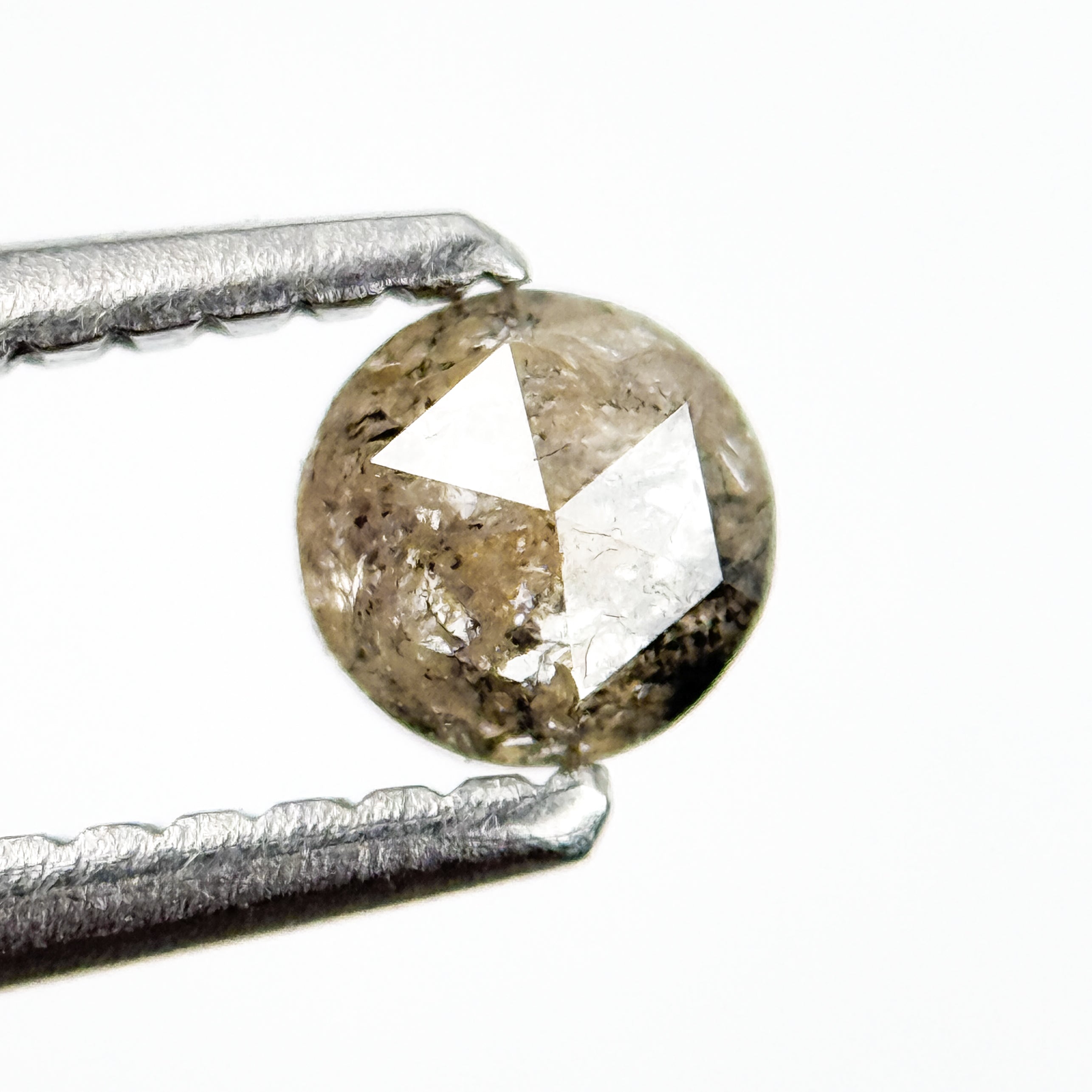 0.30 Ct Round Rose Cut Grey Natural Salt and Pepper Diamond