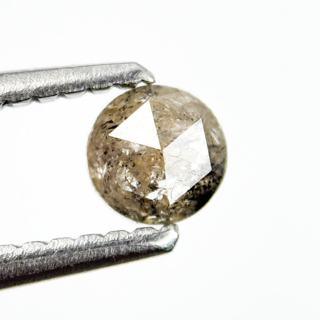 0.30 Ct Round Rose Cut Grey Natural Salt and Pepper Diamond