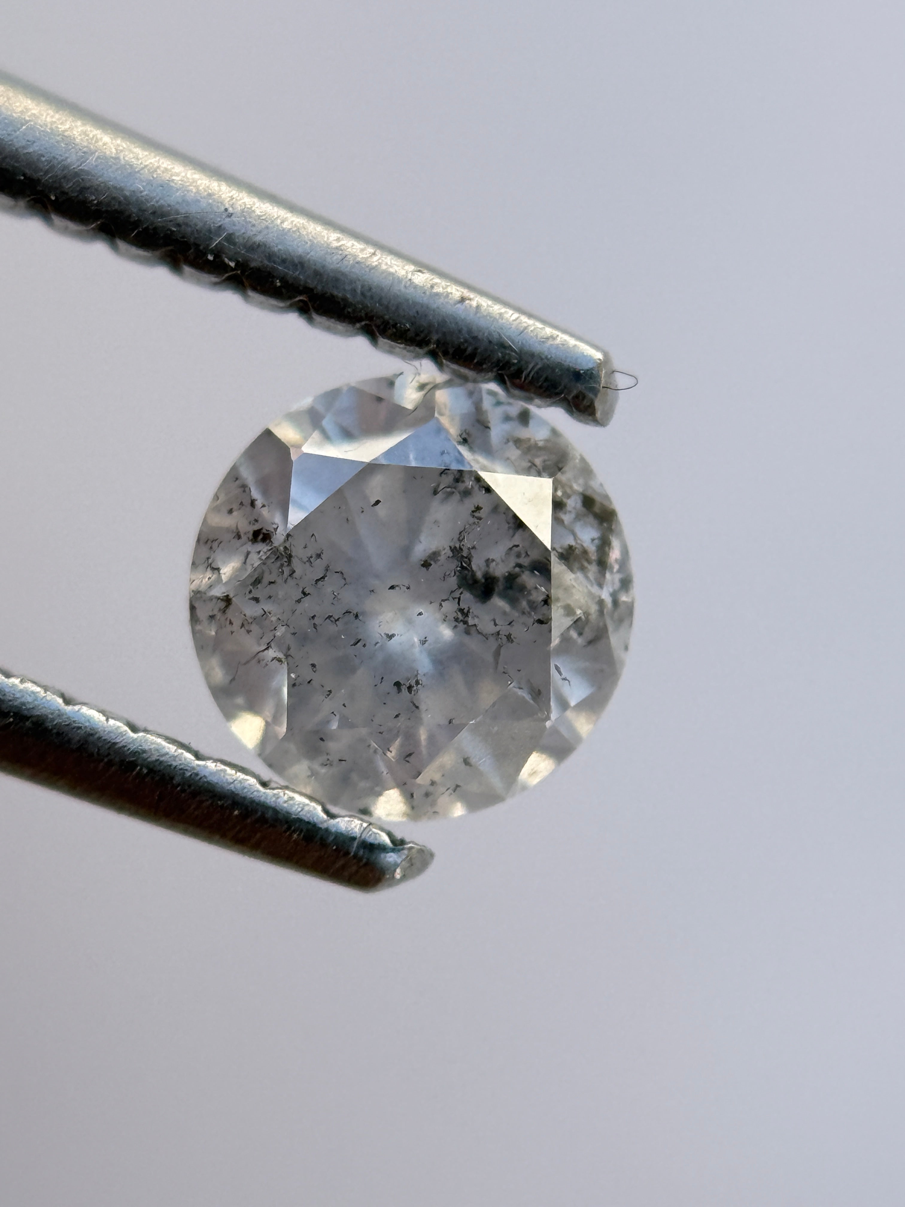 0.57 Ct Round Brilliant Cut Grey Natural Salt and Pepper Diamond