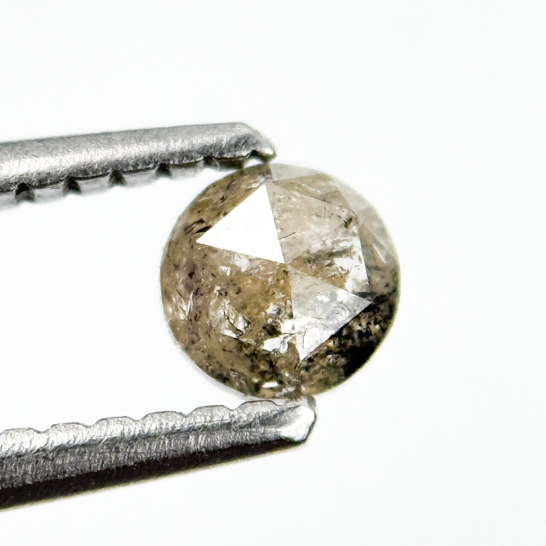 0.30 Ct Round Rose Cut Grey Natural Salt and Pepper Diamond
