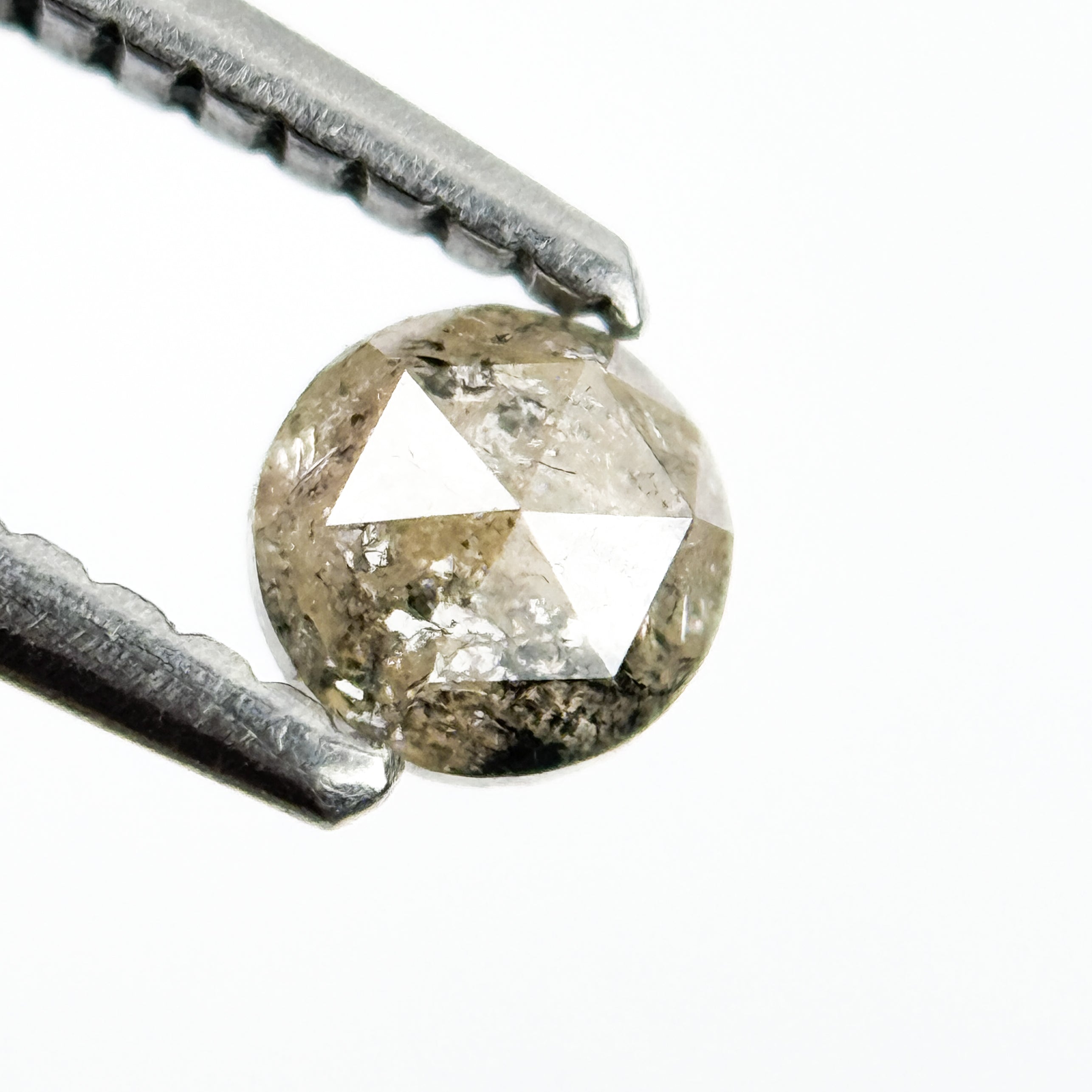 0.30 Ct Round Rose Cut Grey Natural Salt and Pepper Diamond