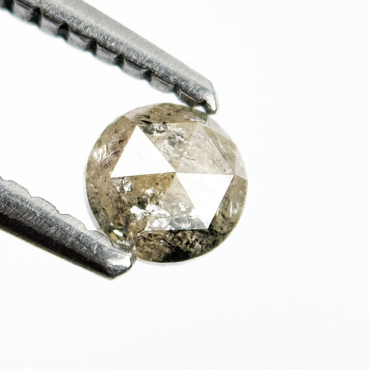 0.30 Ct Round Rose Cut Grey Natural Salt and Pepper Diamond