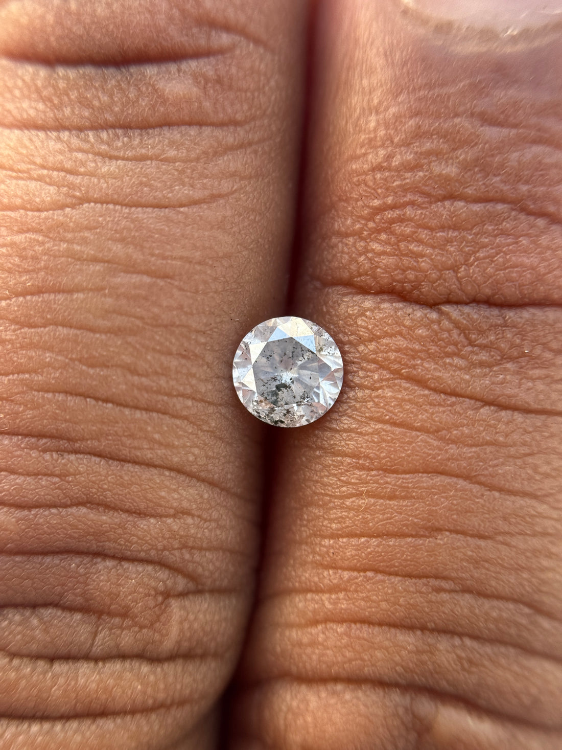 0.57 Ct Round Brilliant Cut Grey Natural Salt and Pepper Diamond