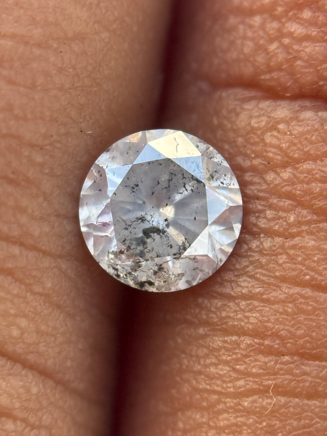 0.57 Ct Round Brilliant Cut Grey Natural Salt and Pepper Diamond