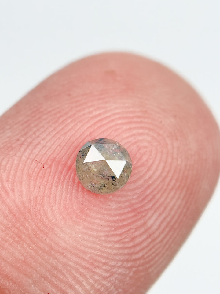 0.30 Ct Round Rose Cut Grey Natural Salt and Pepper Diamond