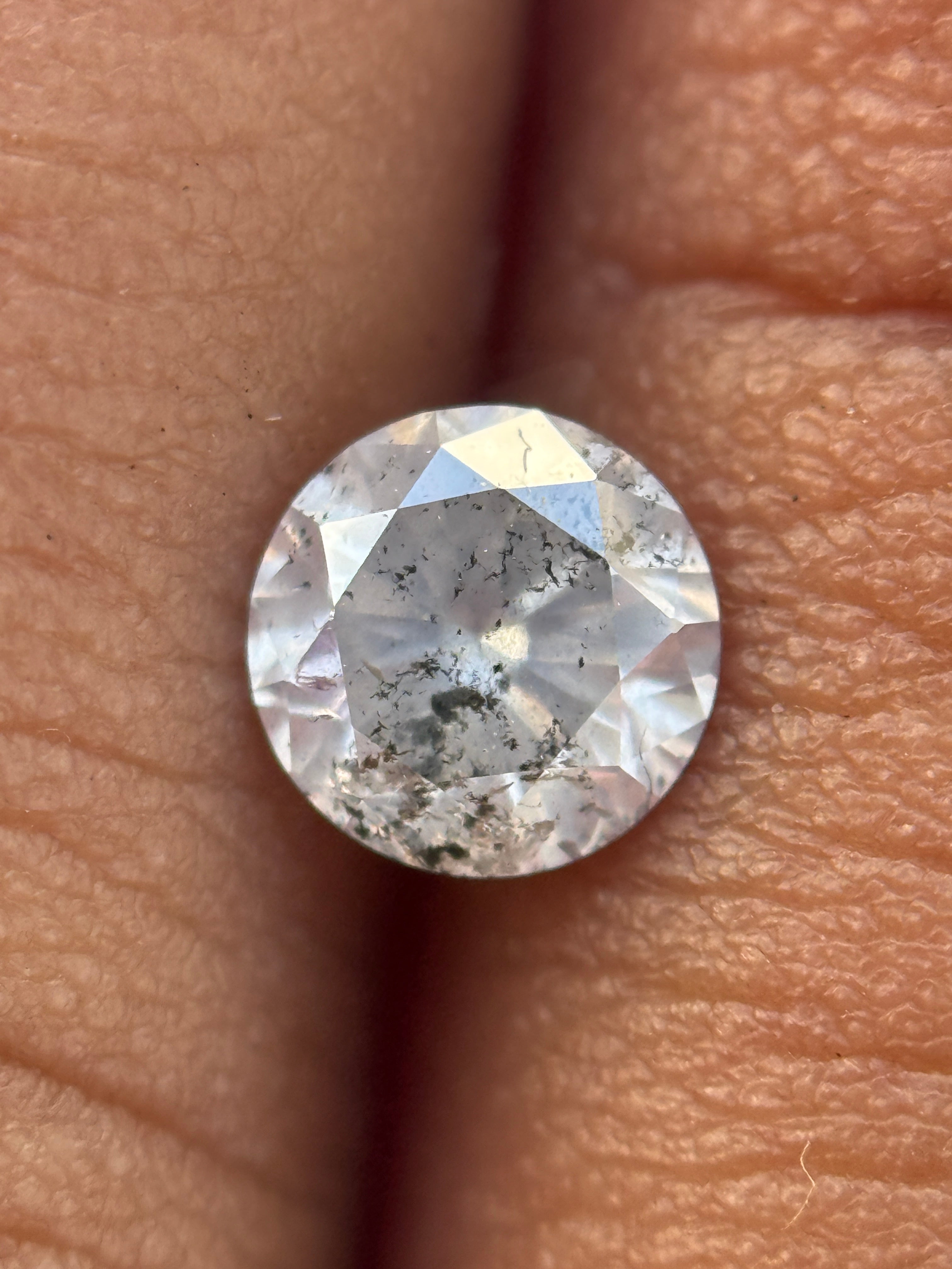 0.57 Ct Round Brilliant Cut Grey Natural Salt and Pepper Diamond