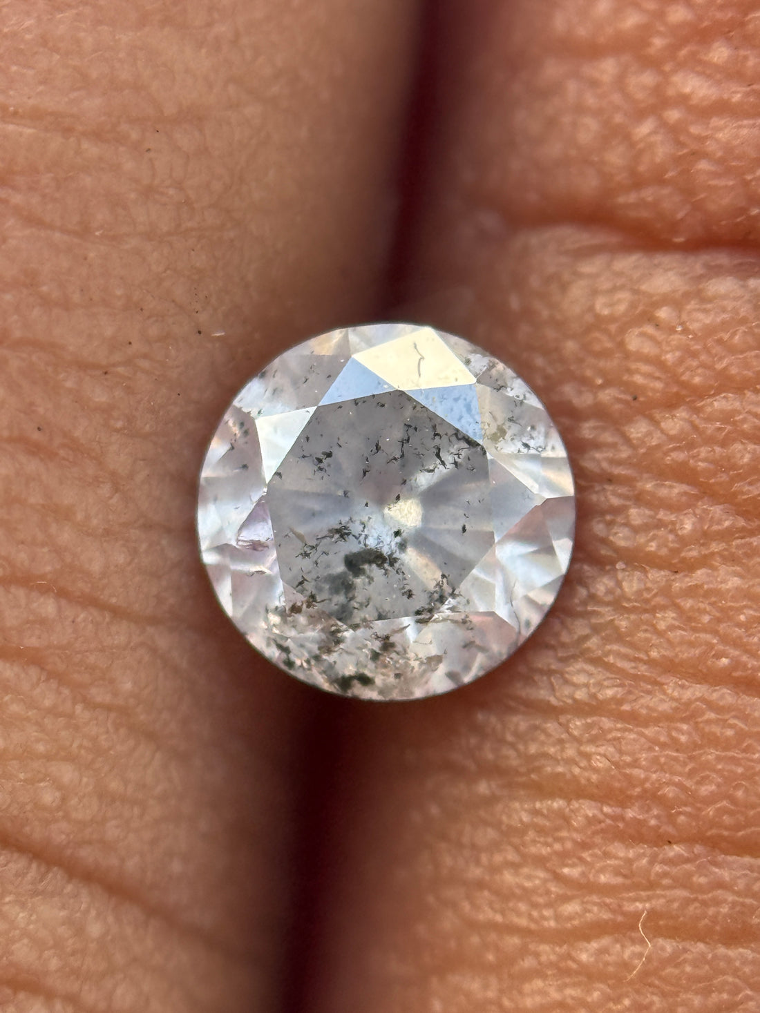 0.57 Ct Round Brilliant Cut Grey Natural Salt and Pepper Diamond
