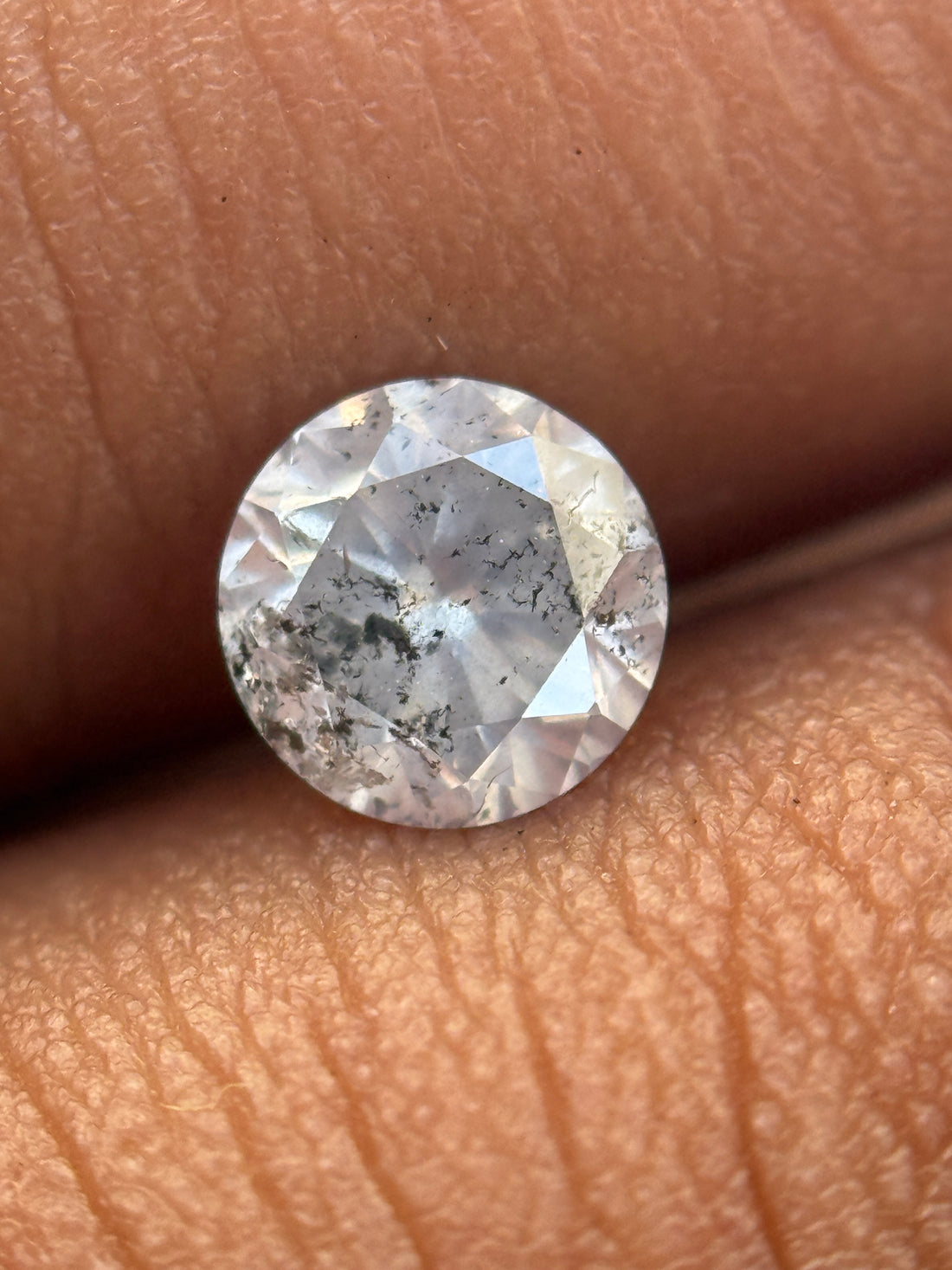 0.57 Ct Round Brilliant Cut Grey Natural Salt and Pepper Diamond