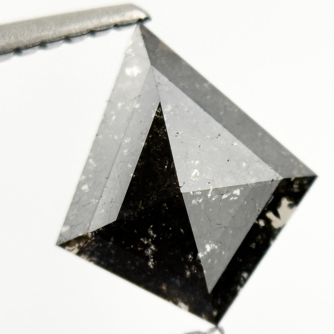 1.10 Ct Kite Rose Cut Grey Natural Salt and Pepper Diamond
