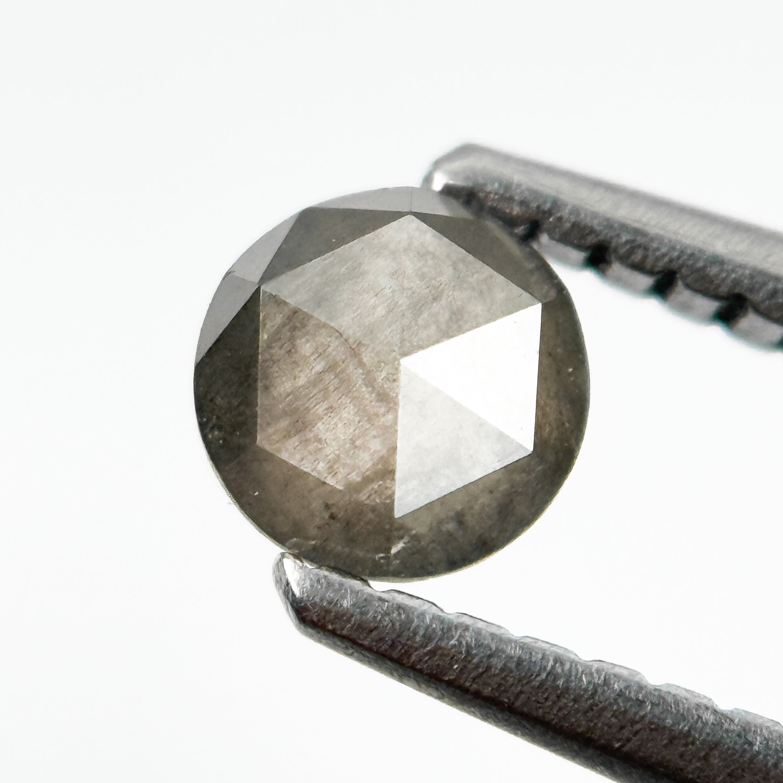 0.39 Ct Round Rose Cut Grey Natural Salt and Pepper Diamond