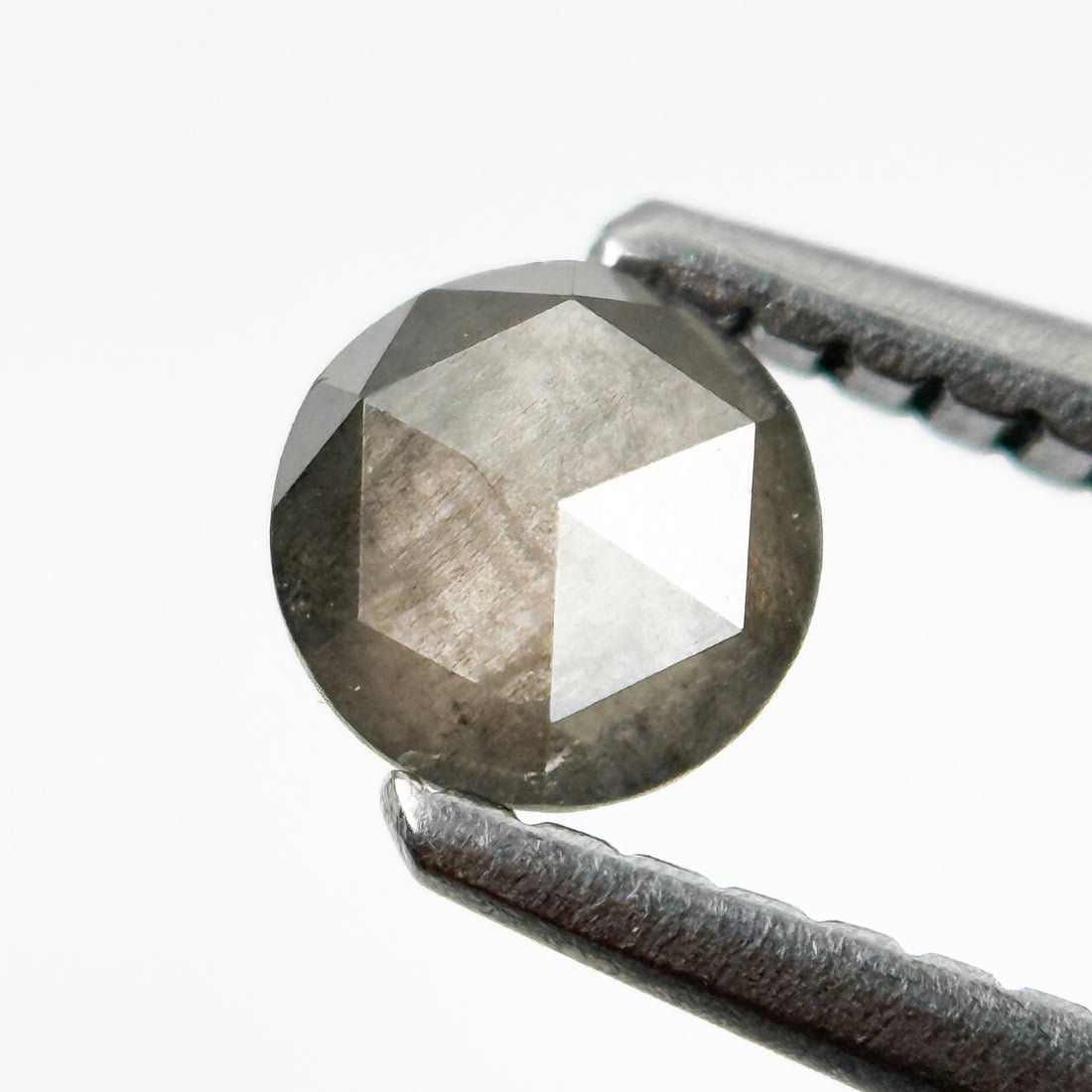 0.39 Ct Round Rose Cut Grey Natural Salt and Pepper Diamond