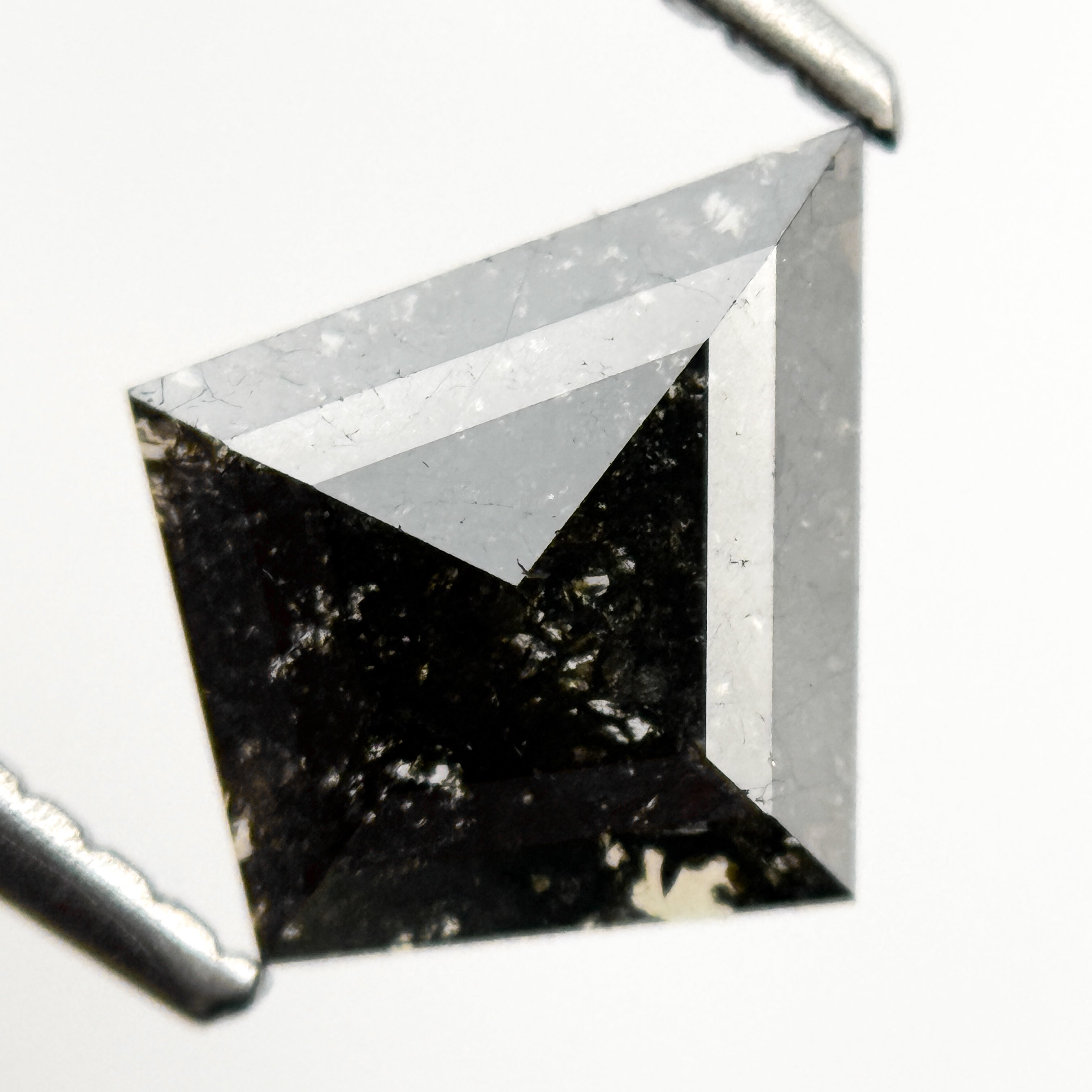 1.10 Ct Kite Rose Cut Grey Natural Salt and Pepper Diamond