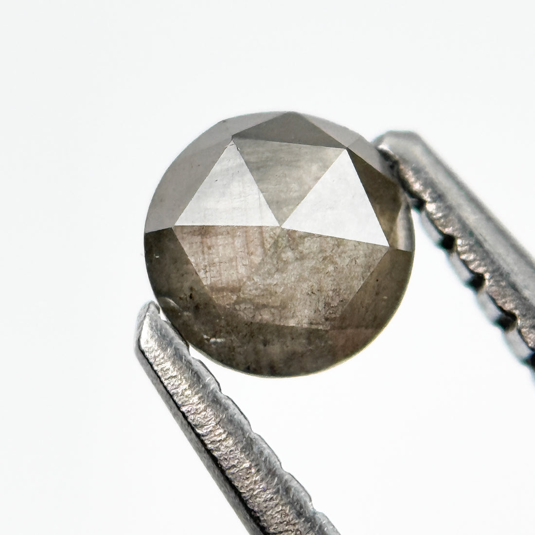 0.39 Ct Round Rose Cut Grey Natural Salt and Pepper Diamond