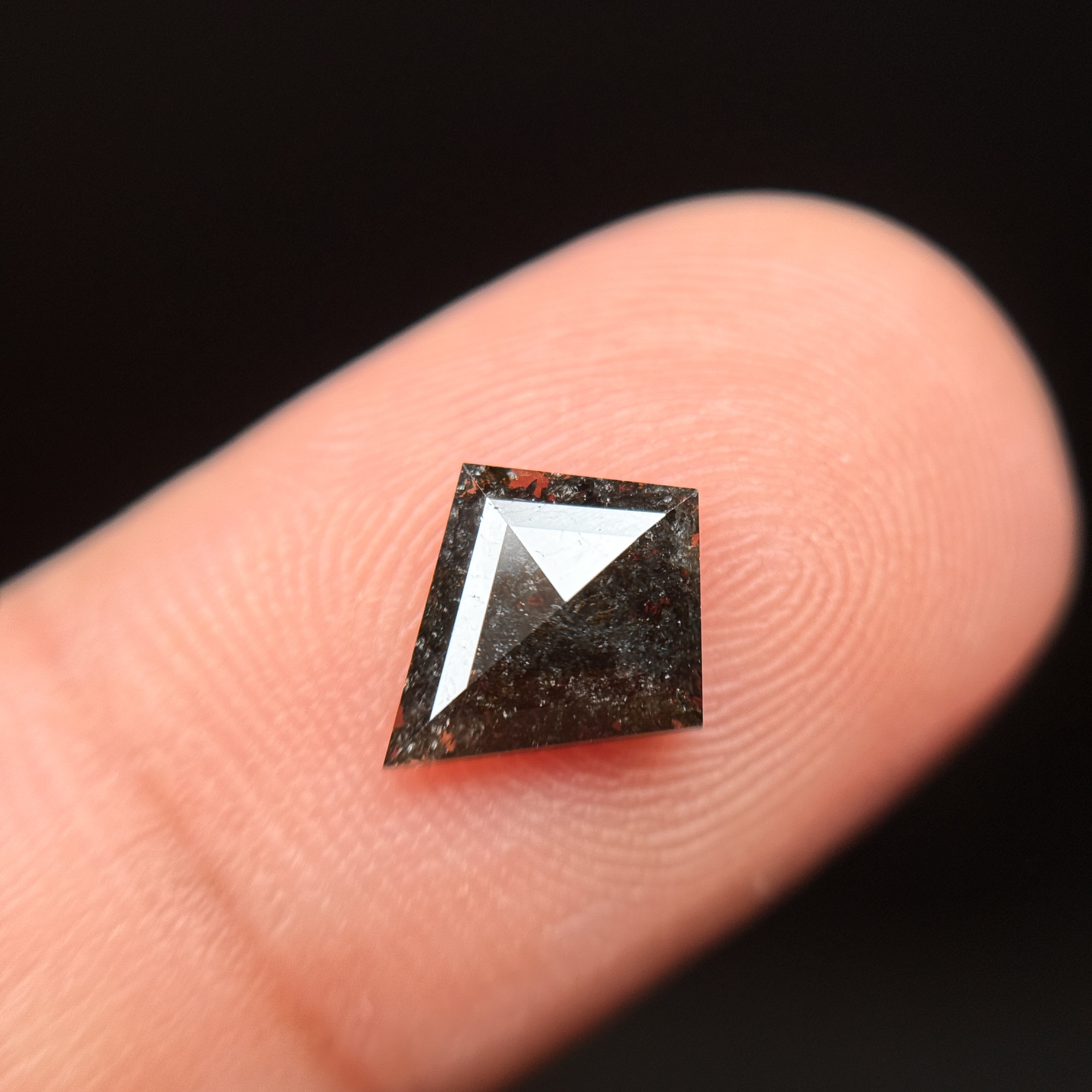 1.10 Ct Kite Rose Cut Grey Natural Salt and Pepper Diamond