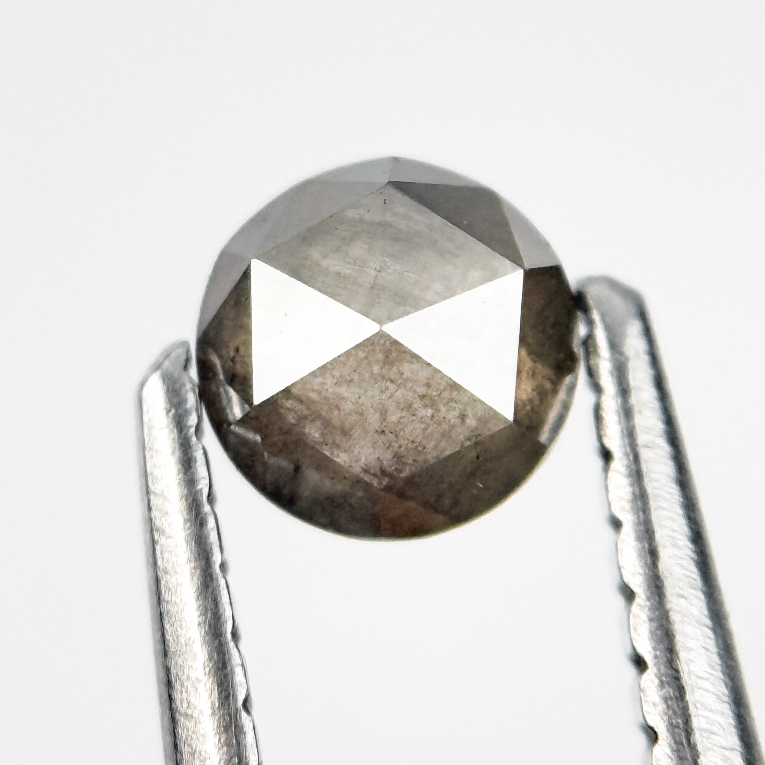 0.39 Ct Round Rose Cut Grey Natural Salt and Pepper Diamond