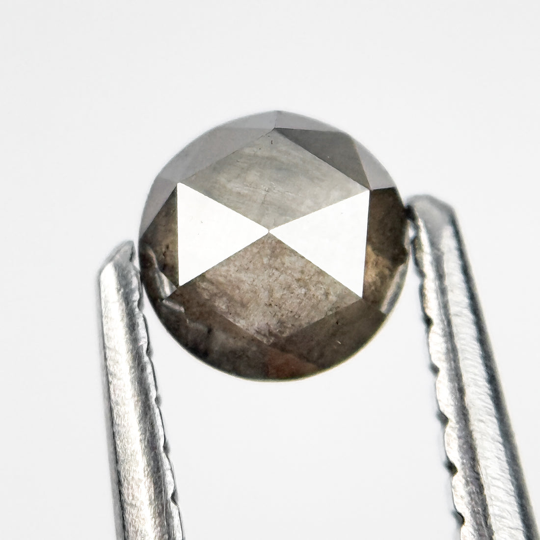 0.39 Ct Round Rose Cut Grey Natural Salt and Pepper Diamond