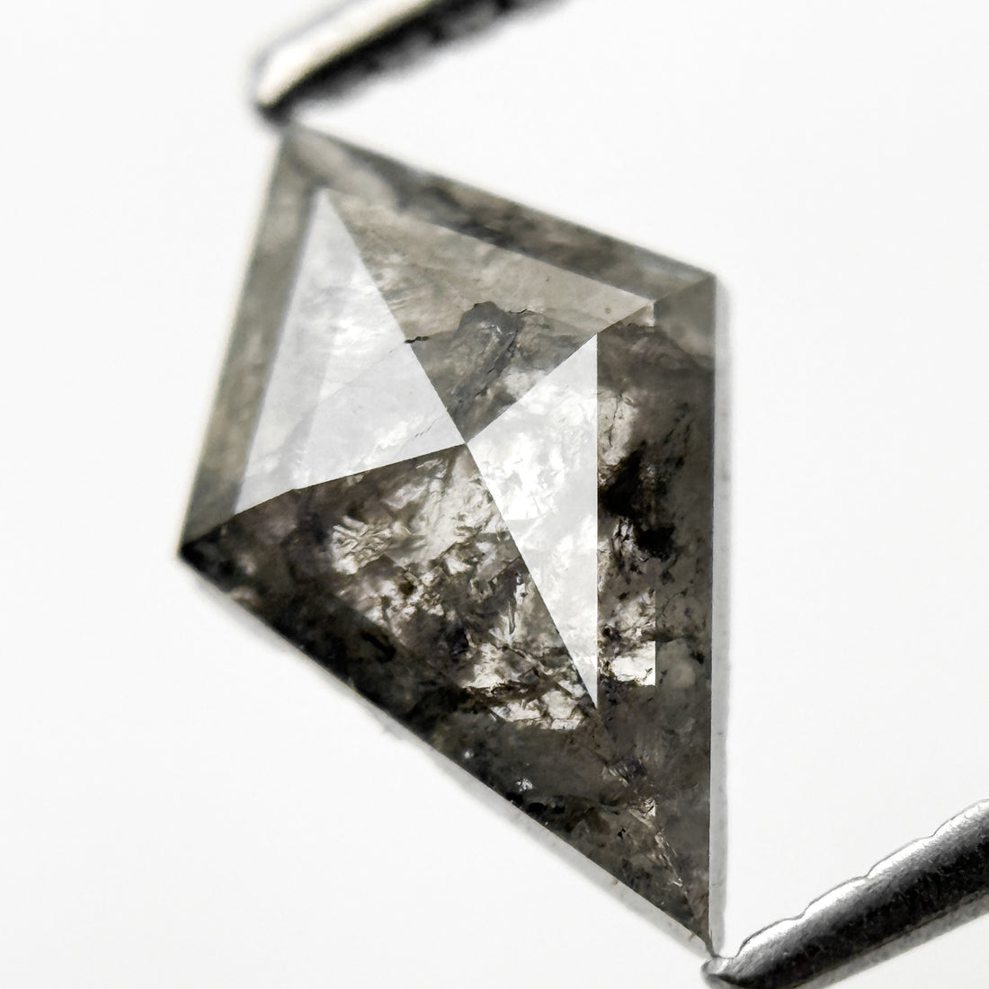 1.05 Ct Kite Rose Cut Grey Natural Salt and Pepper Diamond