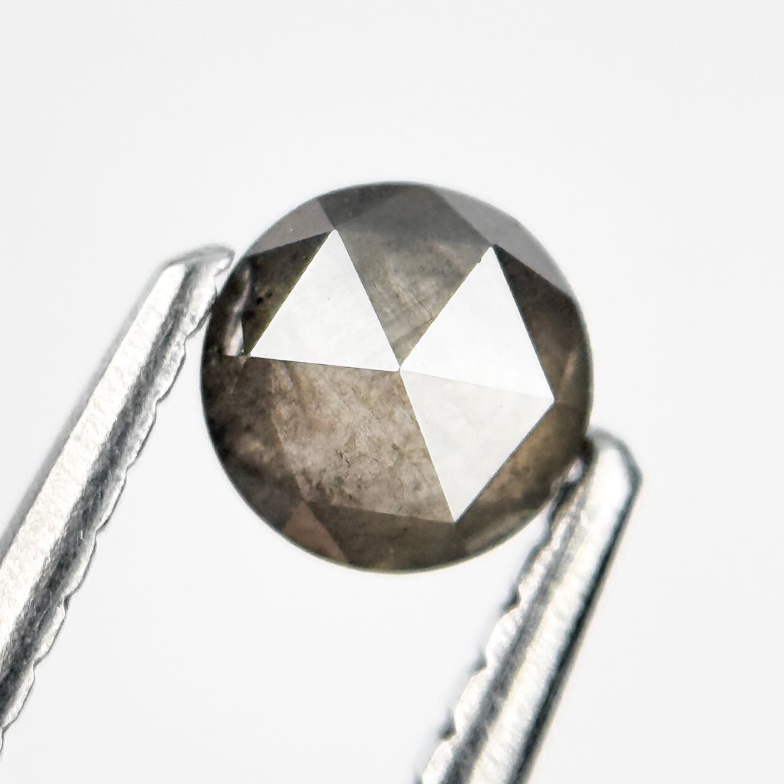 0.39 Ct Round Rose Cut Grey Natural Salt and Pepper Diamond