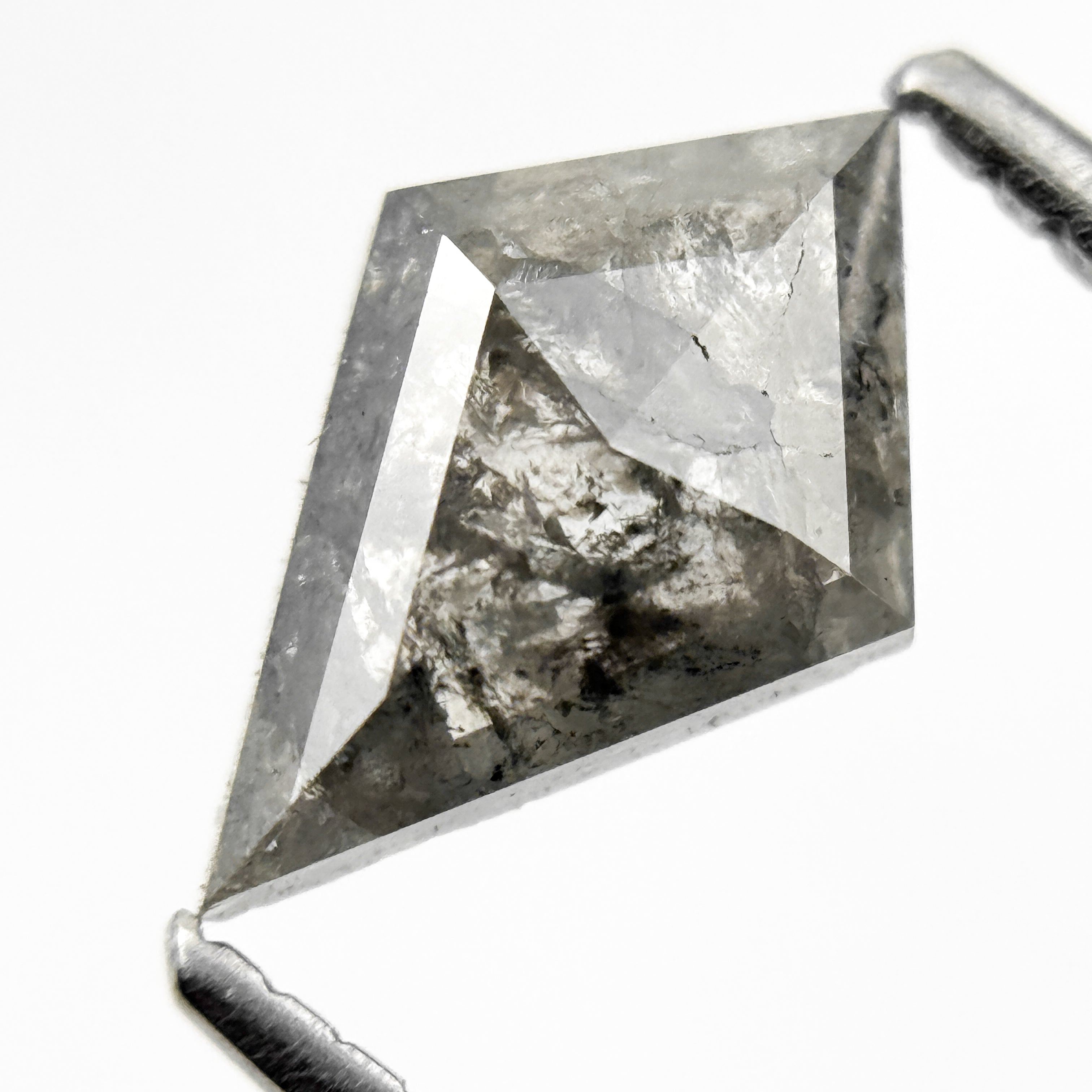 1.05 Ct Kite Rose Cut Grey Natural Salt and Pepper Diamond
