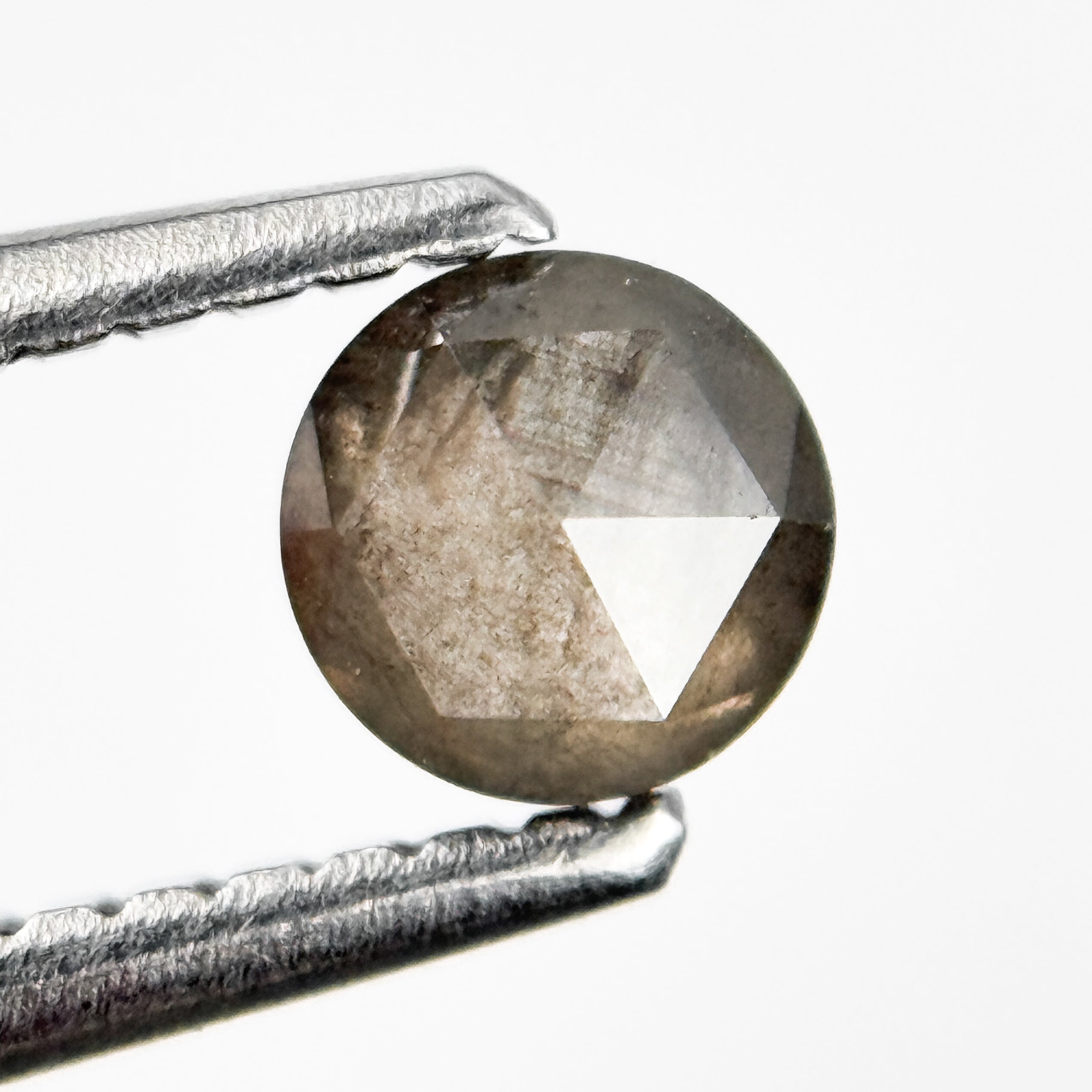 0.39 Ct Round Rose Cut Grey Natural Salt and Pepper Diamond