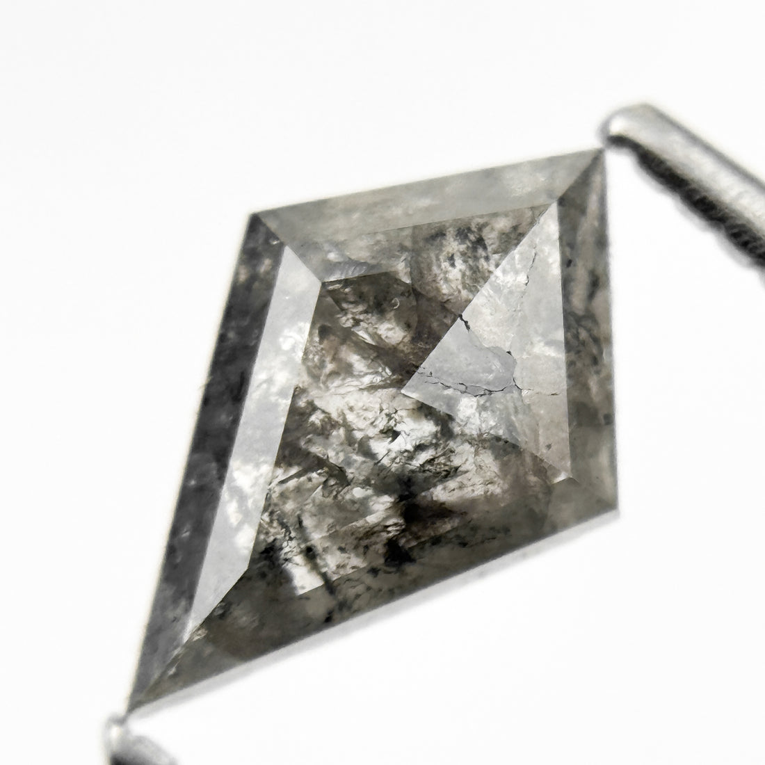1.05 Ct Kite Rose Cut Grey Natural Salt and Pepper Diamond