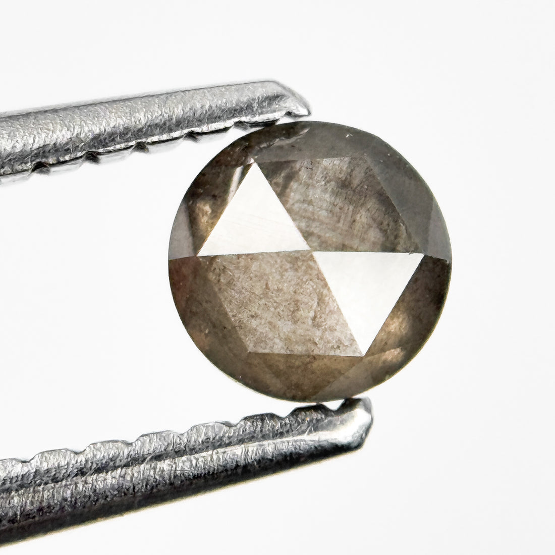 0.39 Ct Round Rose Cut Grey Natural Salt and Pepper Diamond