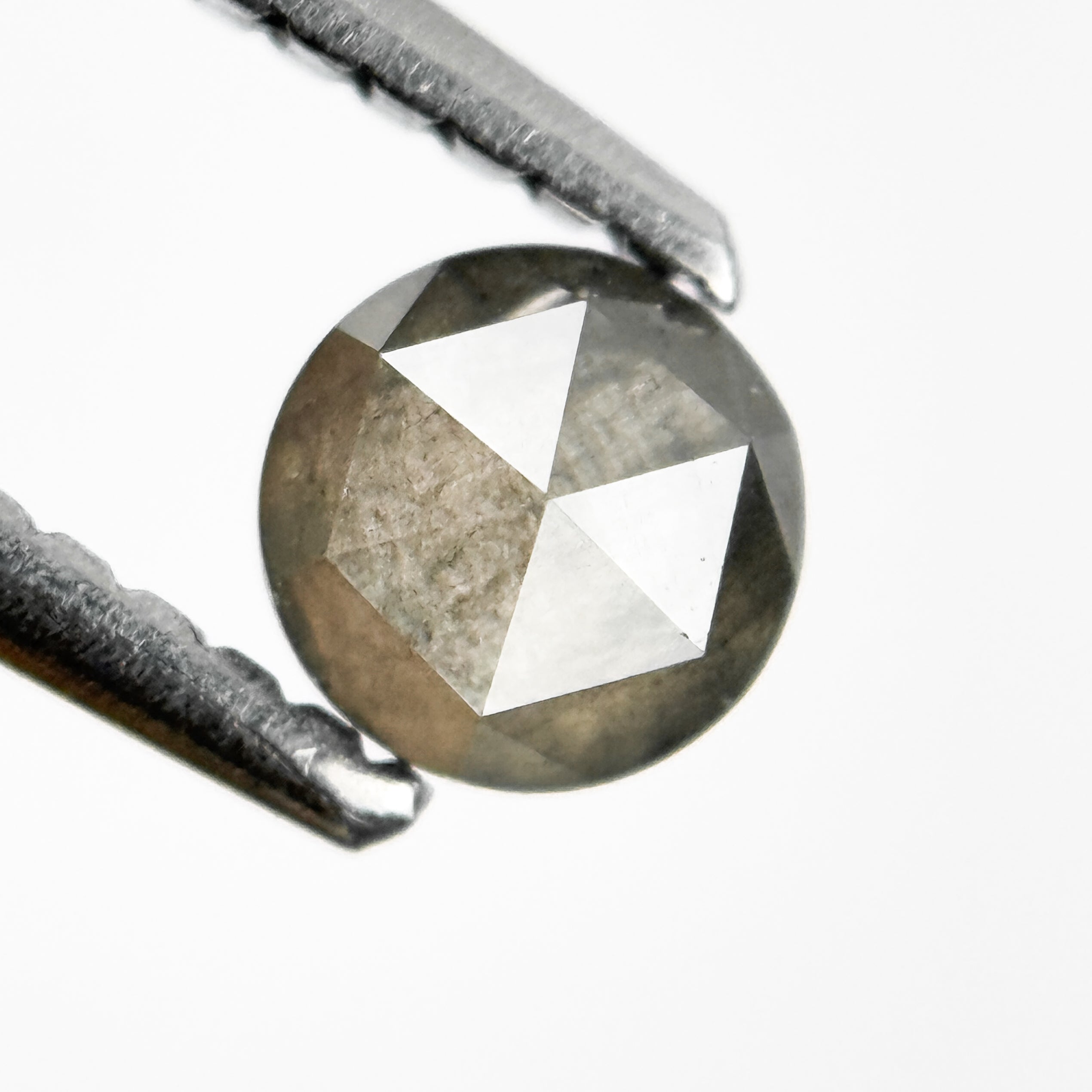 0.39 Ct Round Rose Cut Grey Natural Salt and Pepper Diamond