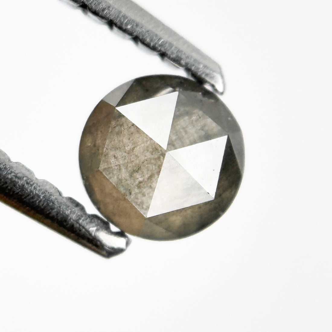 0.39 Ct Round Rose Cut Grey Natural Salt and Pepper Diamond