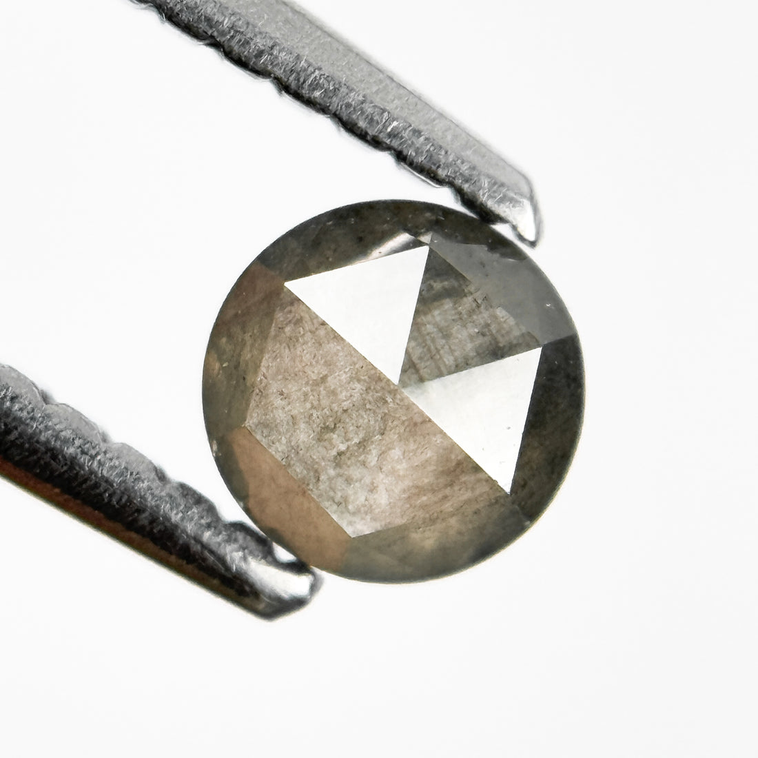 0.39 Ct Round Rose Cut Grey Natural Salt and Pepper Diamond