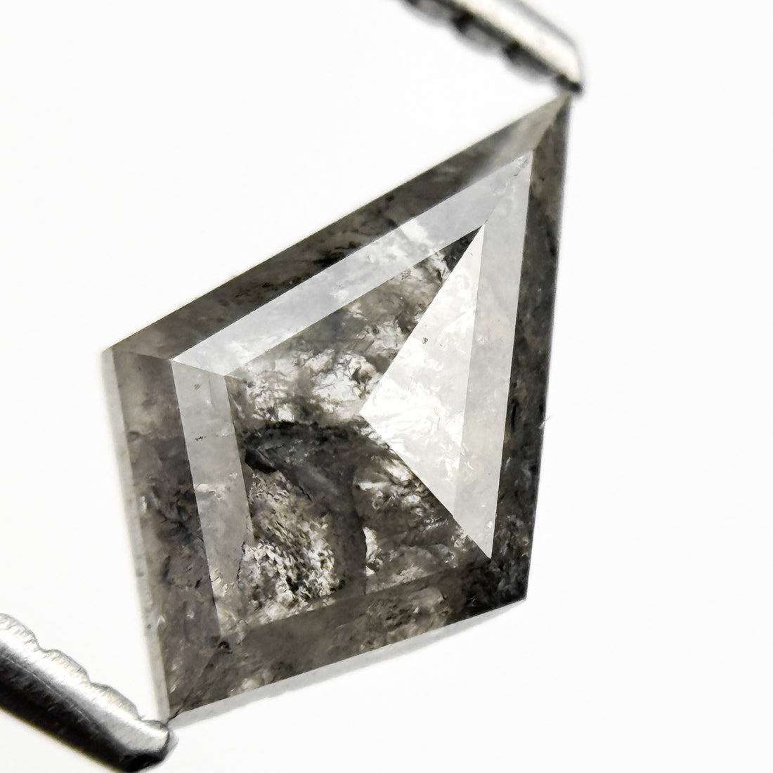 1.05 Ct Kite Rose Cut Grey Natural Salt and Pepper Diamond